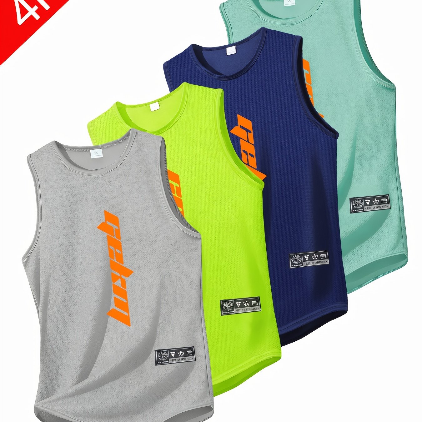 TEMU 4-pc, Men's Quick-drying Sports Vests, Lightweight, Breathable, Moisture-wicking, Comfortable And Stretchy, Suitable For Running, Exercising And