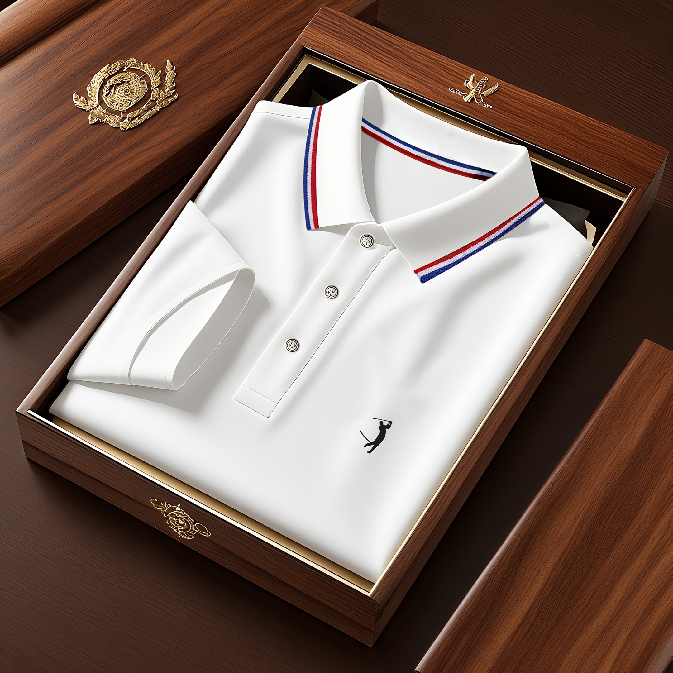 E-shop Herren Sommer Kurzarmhemd - für Poloshirts für Polo und Golf - Chinesisches Muster Button-Stripes T-Shirt - Y2K Style