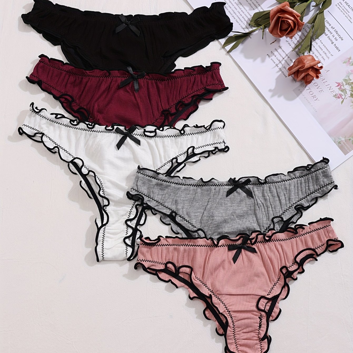 TEMU 【5枚セット】レディース 三角パンツ セクシー 快適 通気性 ストレッチ ウェア