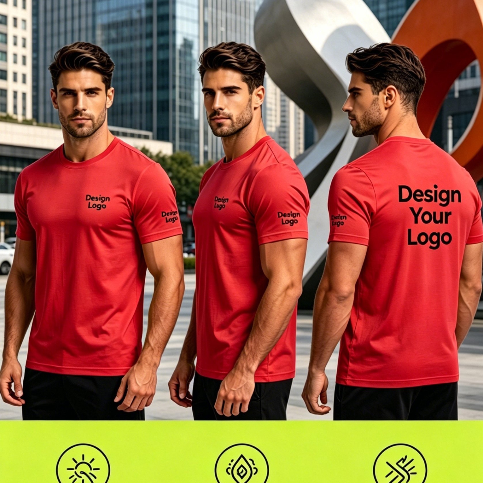TEMU Customized Personalized Men's T-shirt, Breathable Short Sleeves, Customizable Designs In 3 : Left Chest, Left Arm, And Back - Can Add