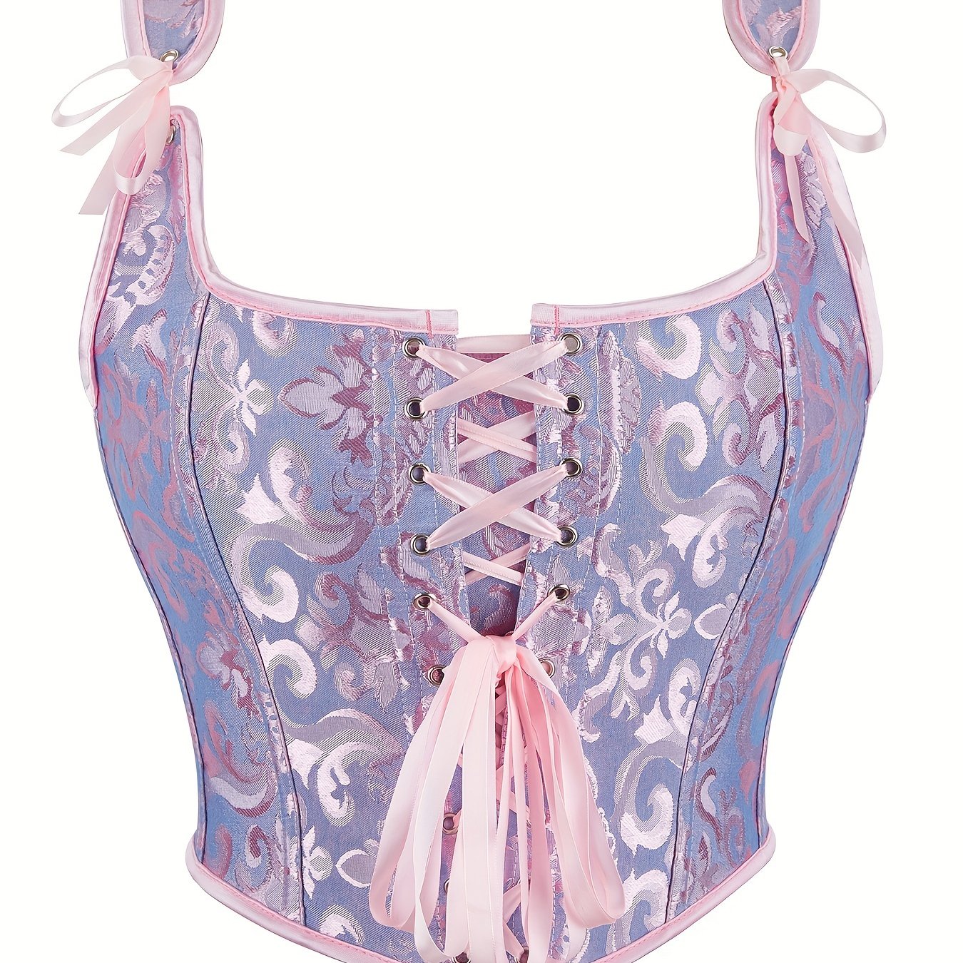 TEMU Top corsetto modellante, bustino in jacquard, canotta da donna con doppie spalline sottili, posteriore, per abbigliamento esterno, ballo di fine