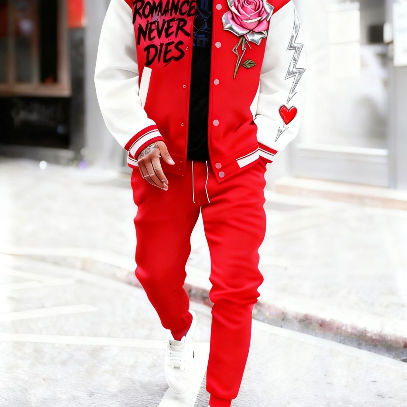 Image of Men's Vintage Preppy Sportswear - Men's Casual Sports Jacket And Pants, With , Themed Sportswear, Classic School Style.