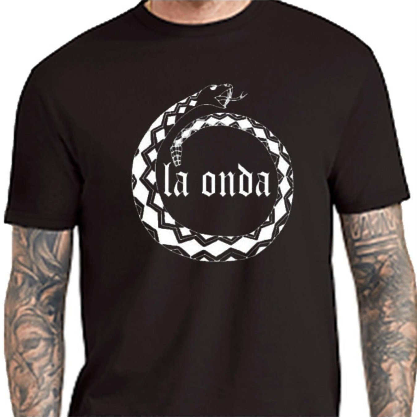 Image of Mens Bound By Honor Graphic T-shirt - Black With White & Black Snake Coil Design, Regular Fit Short Sleeve, Casual Tee For Men, Everyday Tshirt Design Durable Print