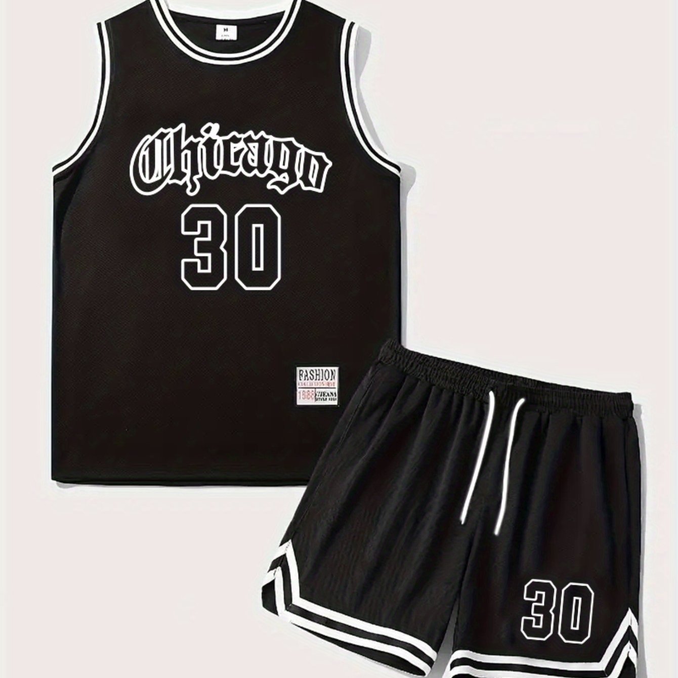 E-shop 2er-Set Herren Sportanzug Chicago 30 Basketball Trikot und Shorts Outfit mit und elastischem Stoff