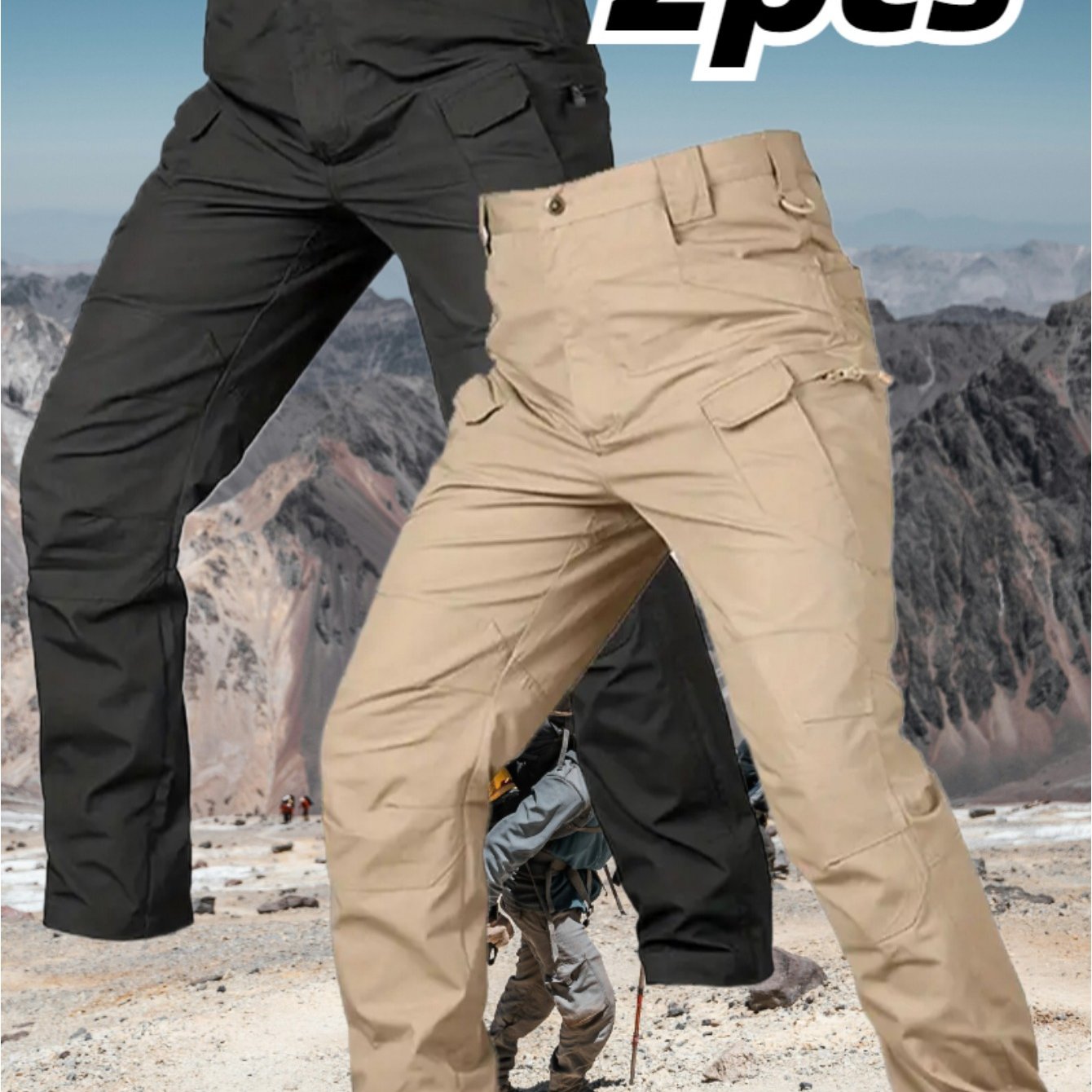 [2 Pairs of Tactical Pants]2 Pairs of Men&#39;S Tactical Work Pants | Multi-Pocket, Solid Color, Non-Stretch Polyester | Suitable for Outdoor Activities (Belt Not) Perfect Gift Choice for Birthdays And Anniversaries