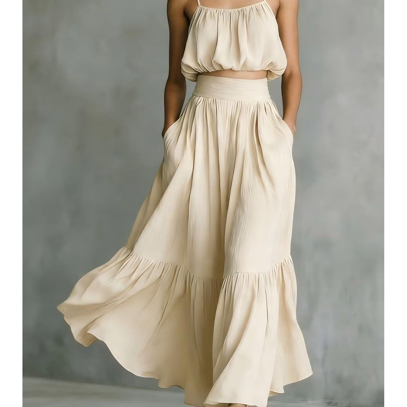 Women's High-waist Flared Skirt Two-piece Set