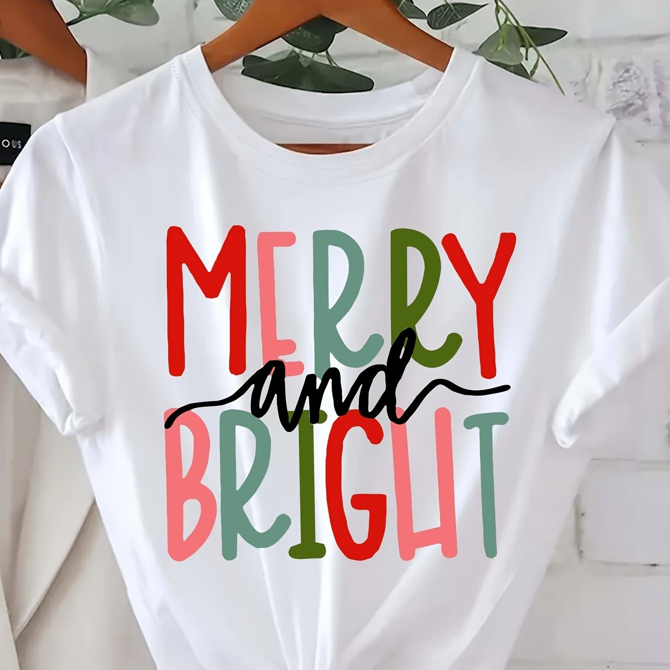 TEMU Letter Print T-shirt, Short Sleeve Crew Neck Casual Top For Summer & Spring, Women's Clothing