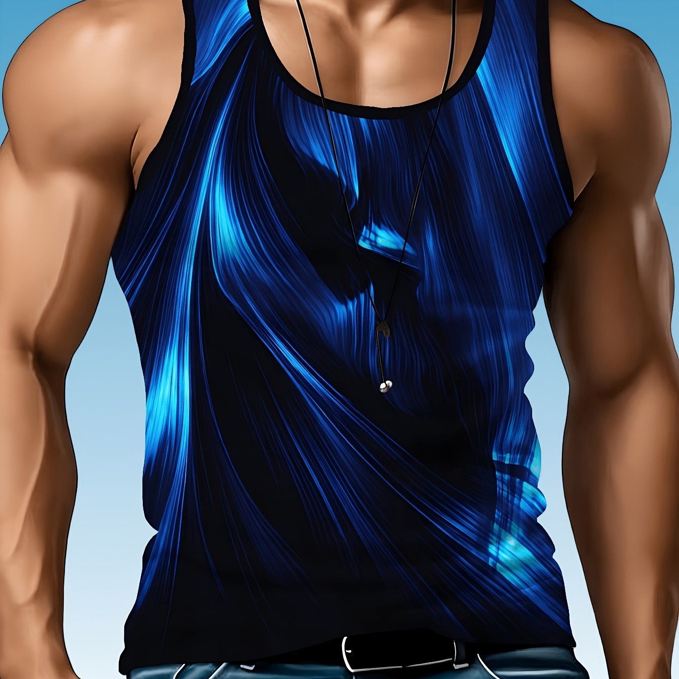 TEMU [print Design-not Texture] Men's Fashion Vest, Print, Sleeveless Round Neck Top, Outdoor Training Basketball Bodybuilding Climbing Basketball