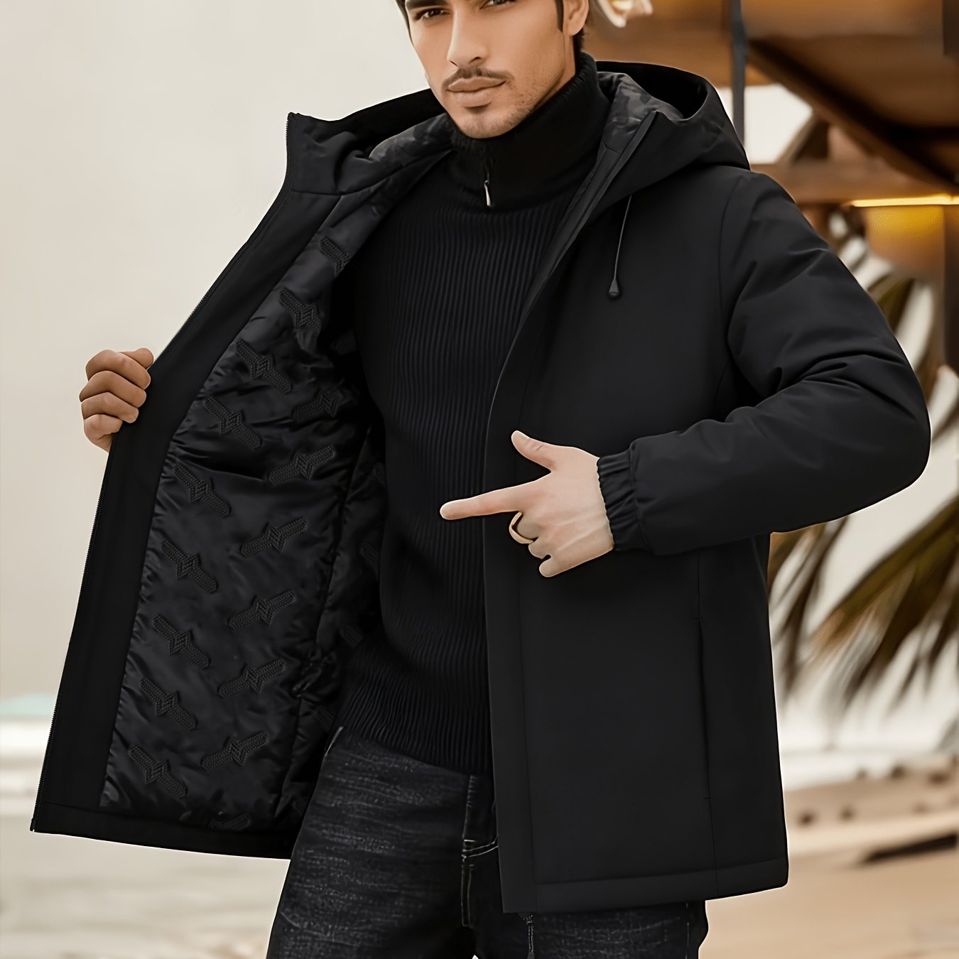 TEMU Veste matelassée à capuche pour homme, un vêtement d'extérieur pour et l'hiver