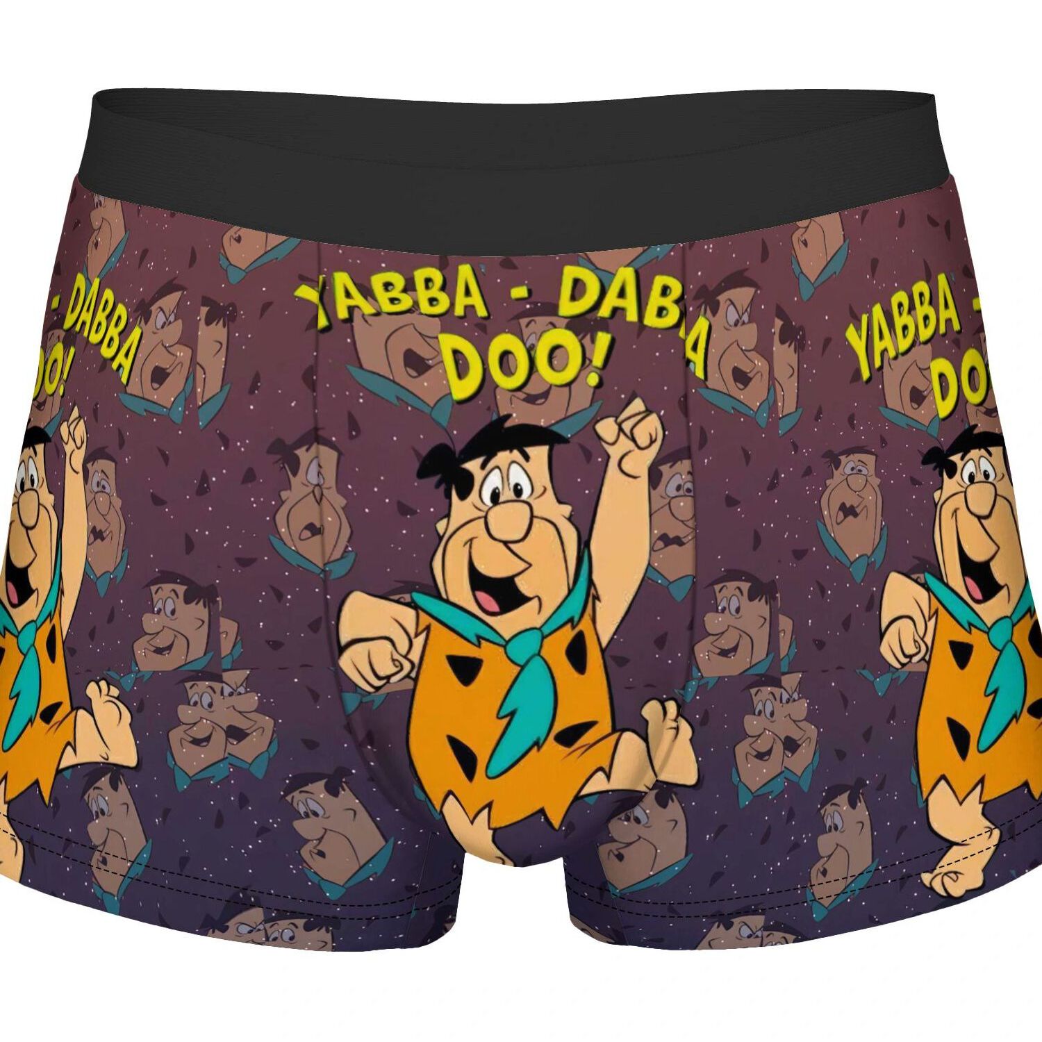 TEMU Flintstones Coreblack Border Underwear Polyester Underpants 2d Print Design