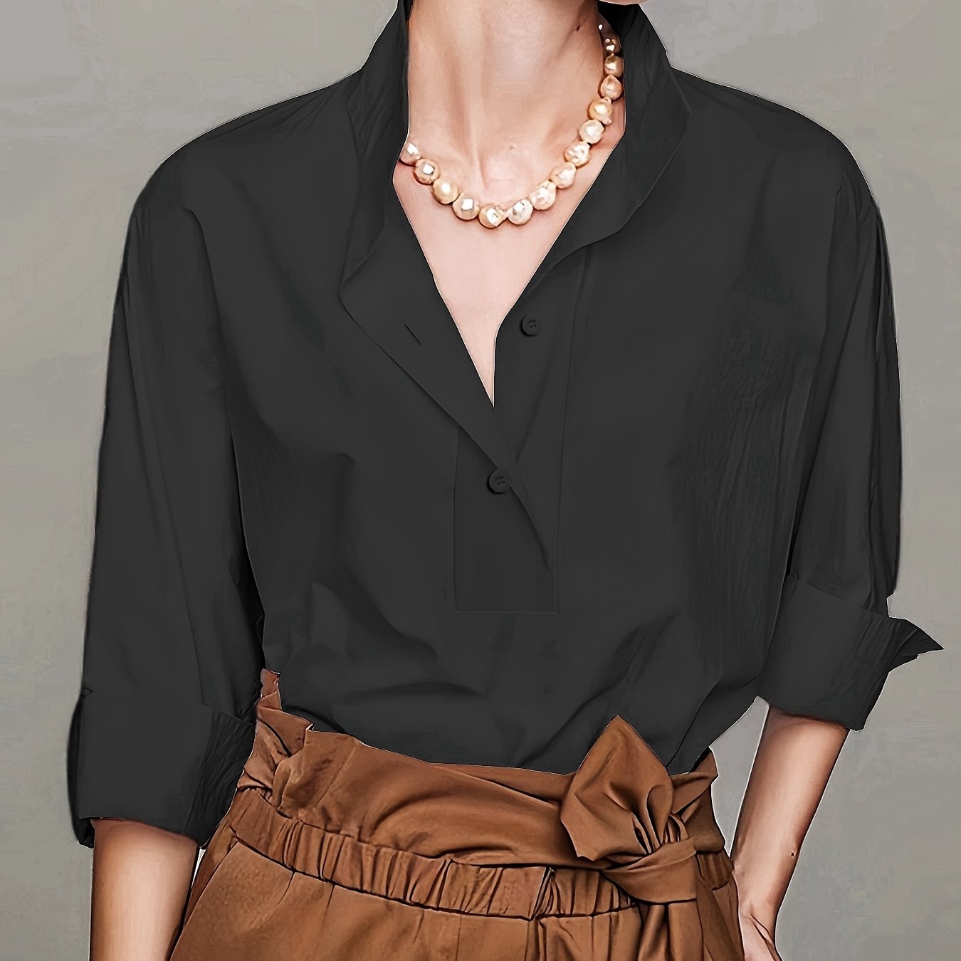 E-shop Damen Elegantes Modisches Oberteil, Frühlings- Sommer-Temperament Bluse mit Mittellangem Ärmel