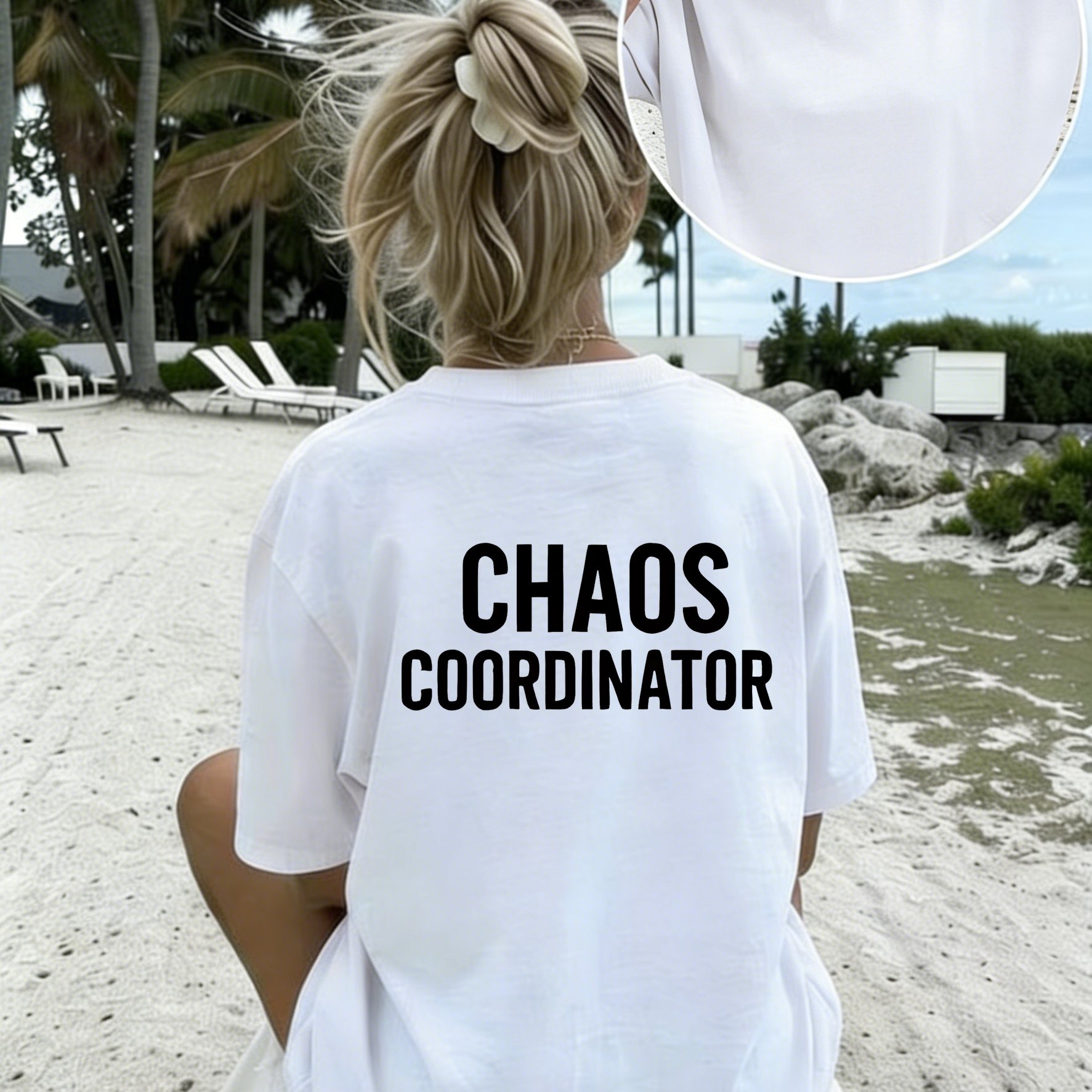 TEMU Women'-sided Print Crew Neck T-shirt, " Coordinator" Funny Slogan Graphic Tee, Casual Short Sleeve Comfortable Top For Moms, Teachers & Daily