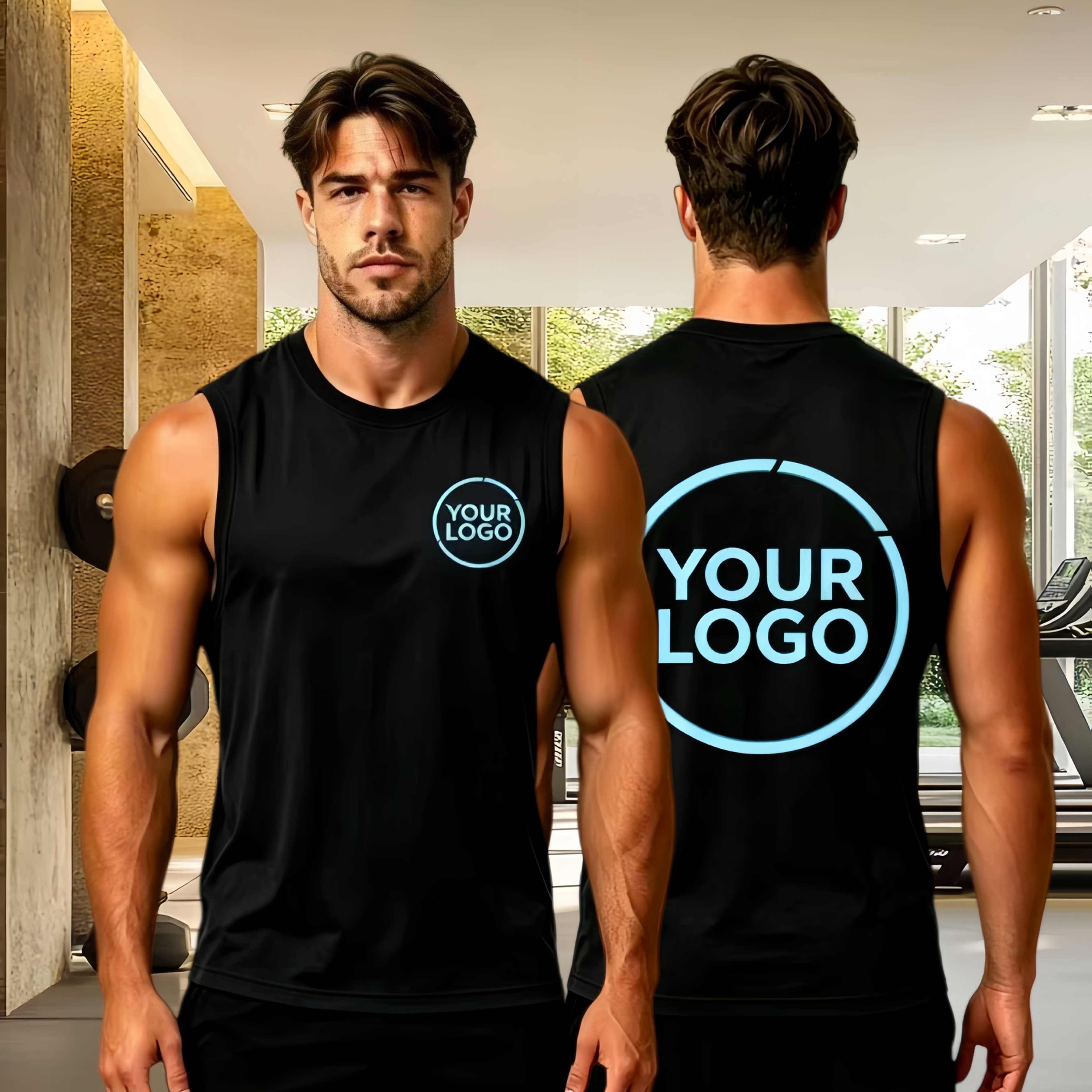 TEMU Personalized Sleeveless Vest With Front And Back Printing, Breathable And Quick-drying, Comfortable For Gym, Running, And Casual Wear, Featuring