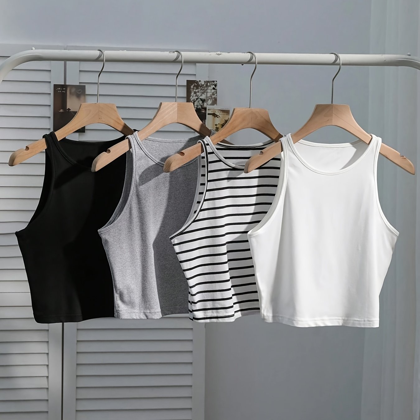 TEMU 4pcs Mixed Color Casual Universal Tank Tops