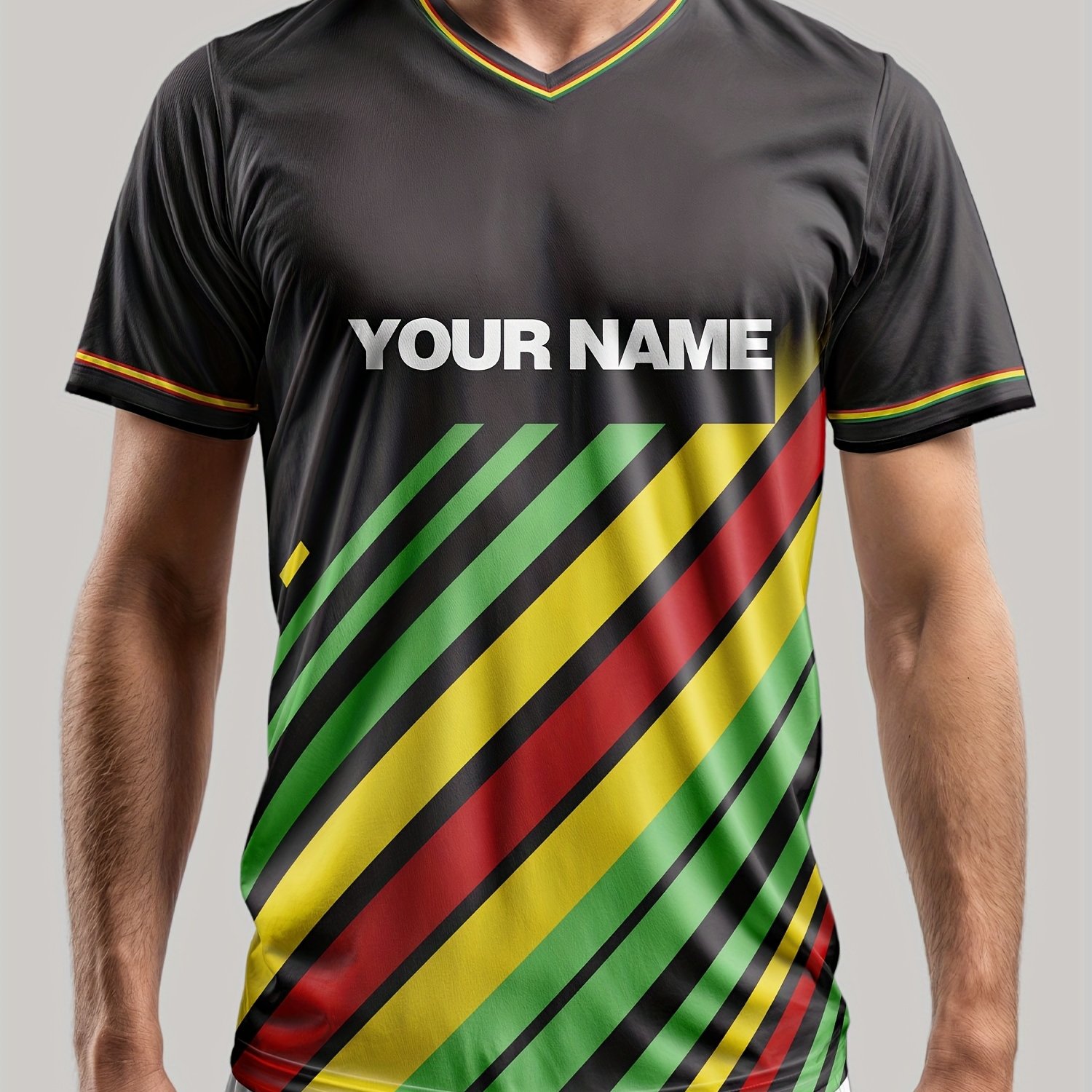 TEMU Customized Name And Number, V-neck Football Sportswear , Personalized Gathering Summer Party Outdoor Leisure
