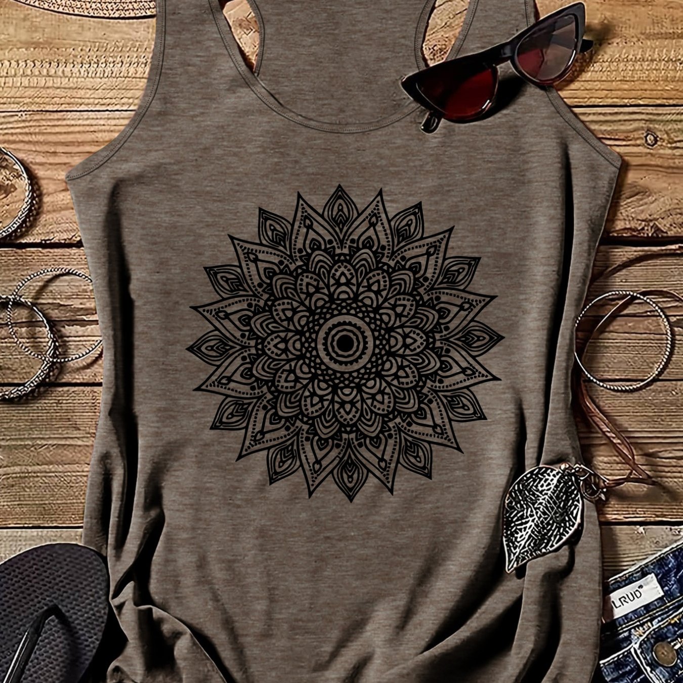 TEMU Graphic Print Tank Top, Casual Crew Neck Tank Top For Summer, Women's