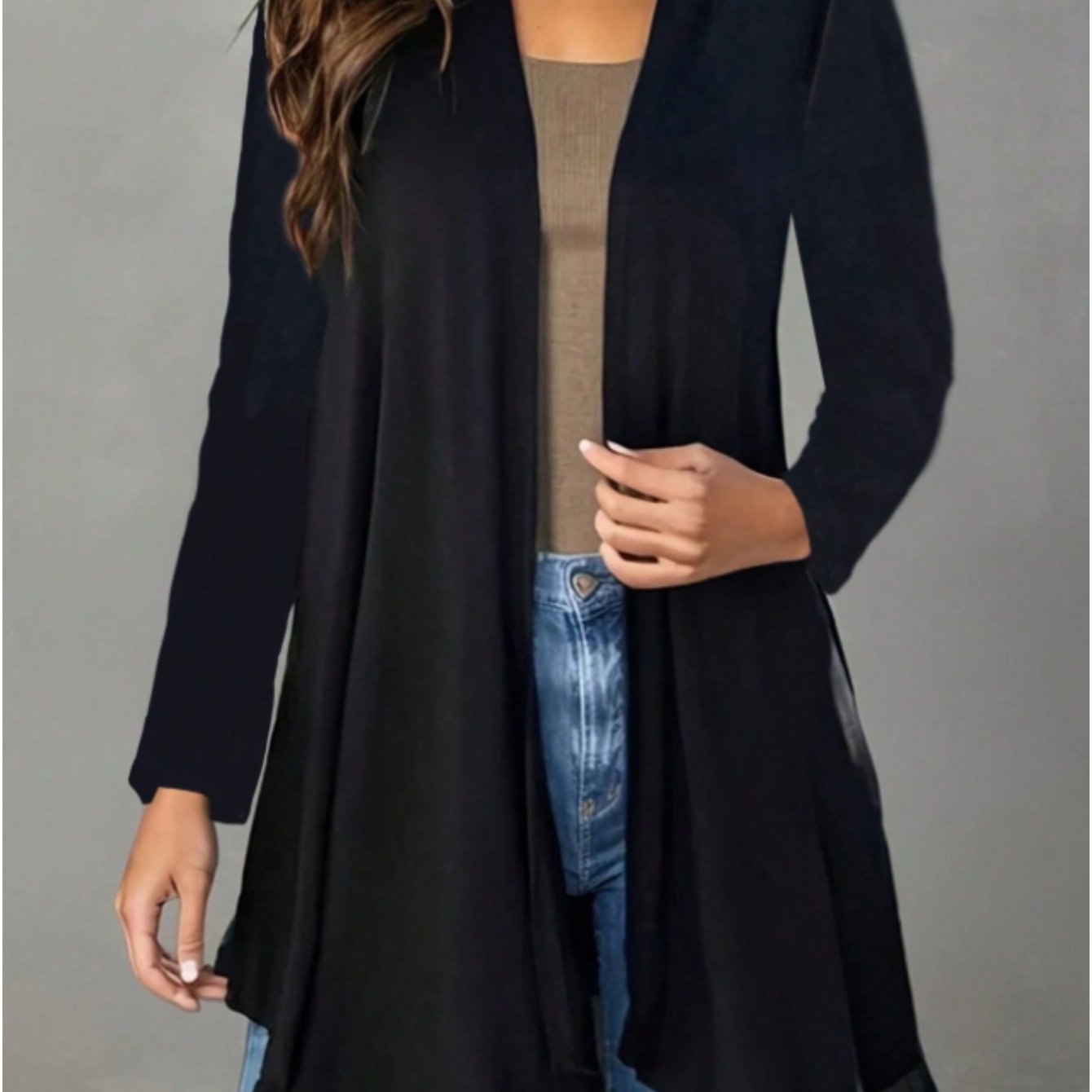 Women's Cardigan Jacket, Irregular Mid-length Style, Soft And Skin-friendly Fabric