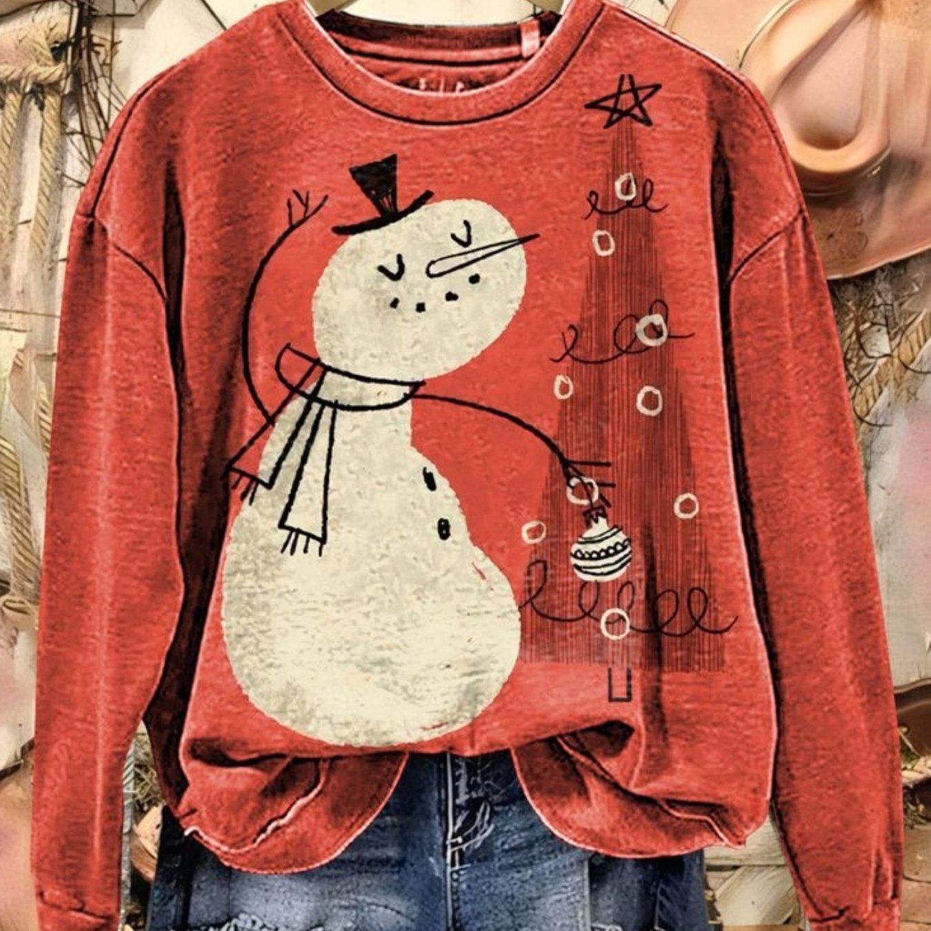 TEMU Sporty Thin Sweatshirts For Plus-size Women, Featuring A Creative Christmas Pattern. This Multicolored Casual Pullover Has A Round Neck, Is Machine Washable