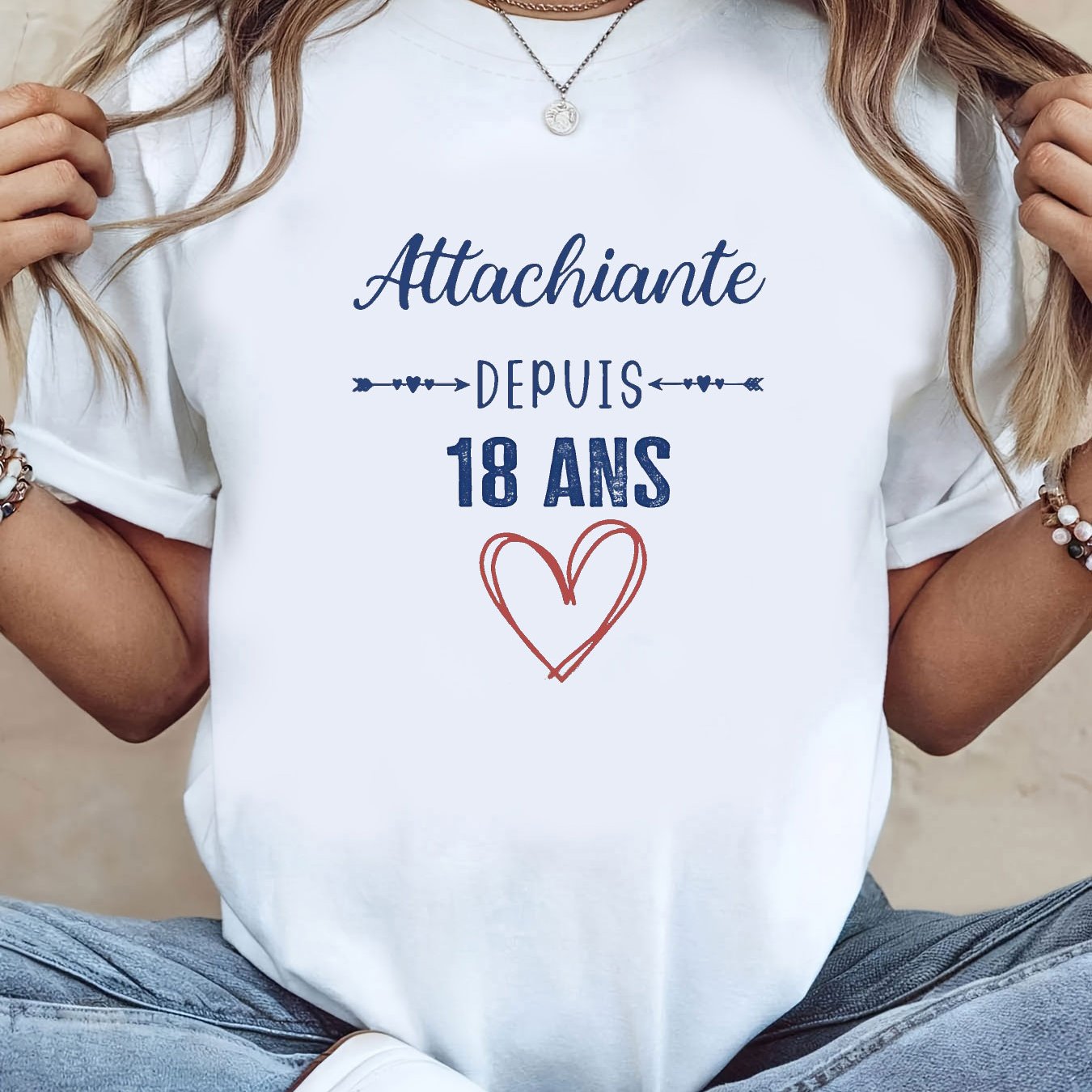 TEMU T-shirt pour femme avec imprimé de lettres pour l'été et - française « Attachiante Depuis 18 Ans » - Haut à col ras du cou et manches courtes,