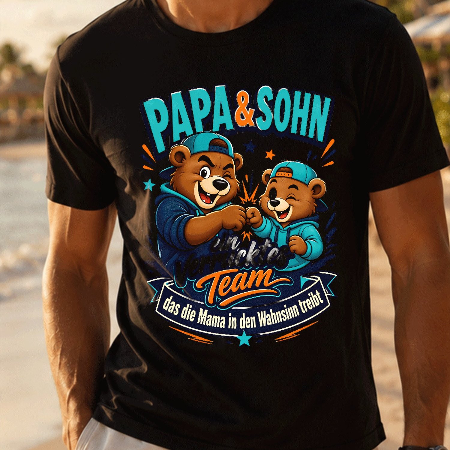 Image of Funny German Dad Son Shirt Gift For Men Summer Casual T-shirt - Lightweight Tee For Seaside Vacation, Beach Resort