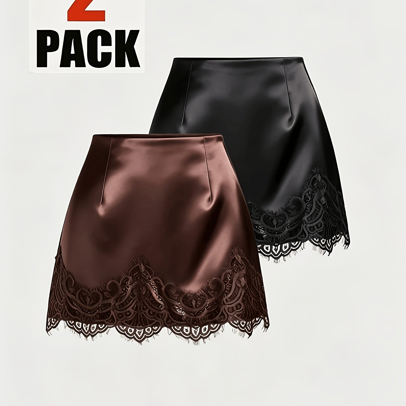 TEMU Women's Fashionable And Elegant Satin Short Skirt 2pcs Set