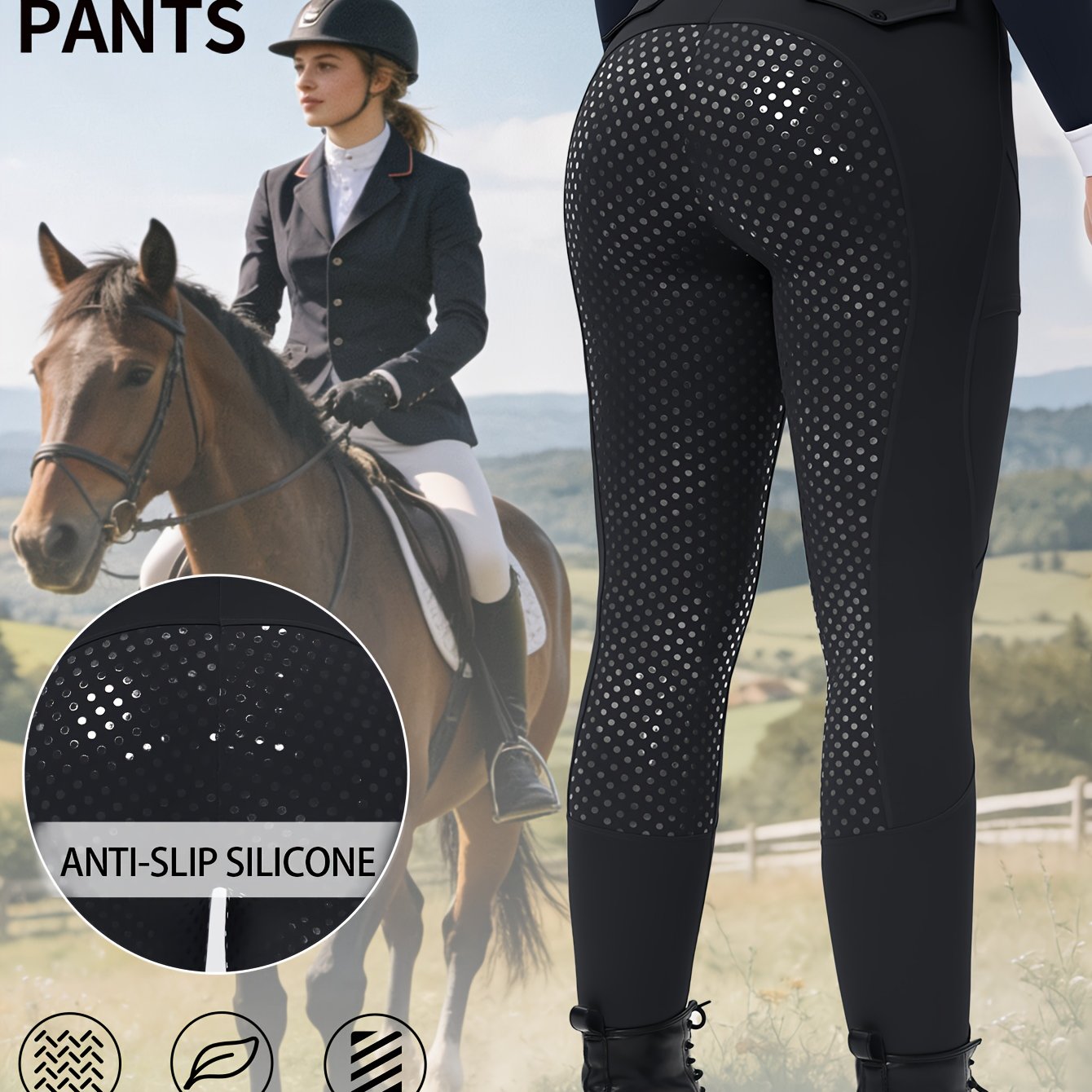 TEMU 1 pieza, Pantalones ecuestres para mujer, Pantalones de ecuestres de cintura con ajuste y control de abdomen y bolsillos, Pantalones de yoga