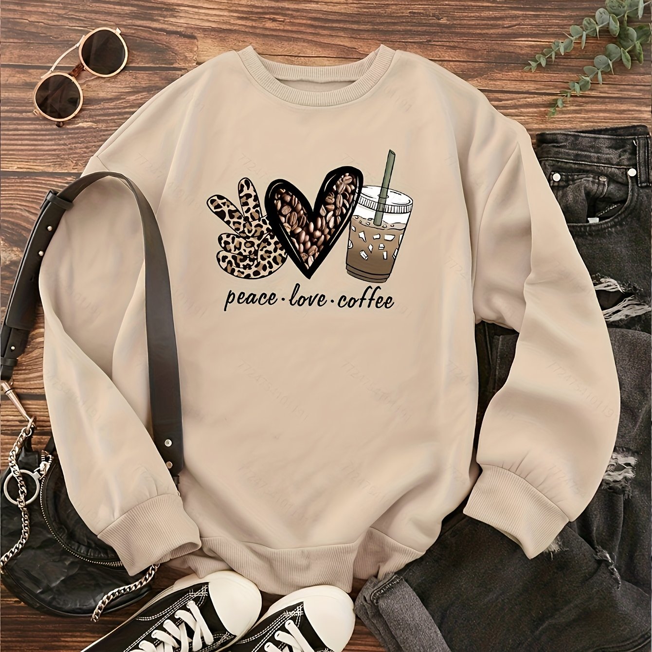 TEMU Slogan Graphic Thermal Lined Sweatshirt
