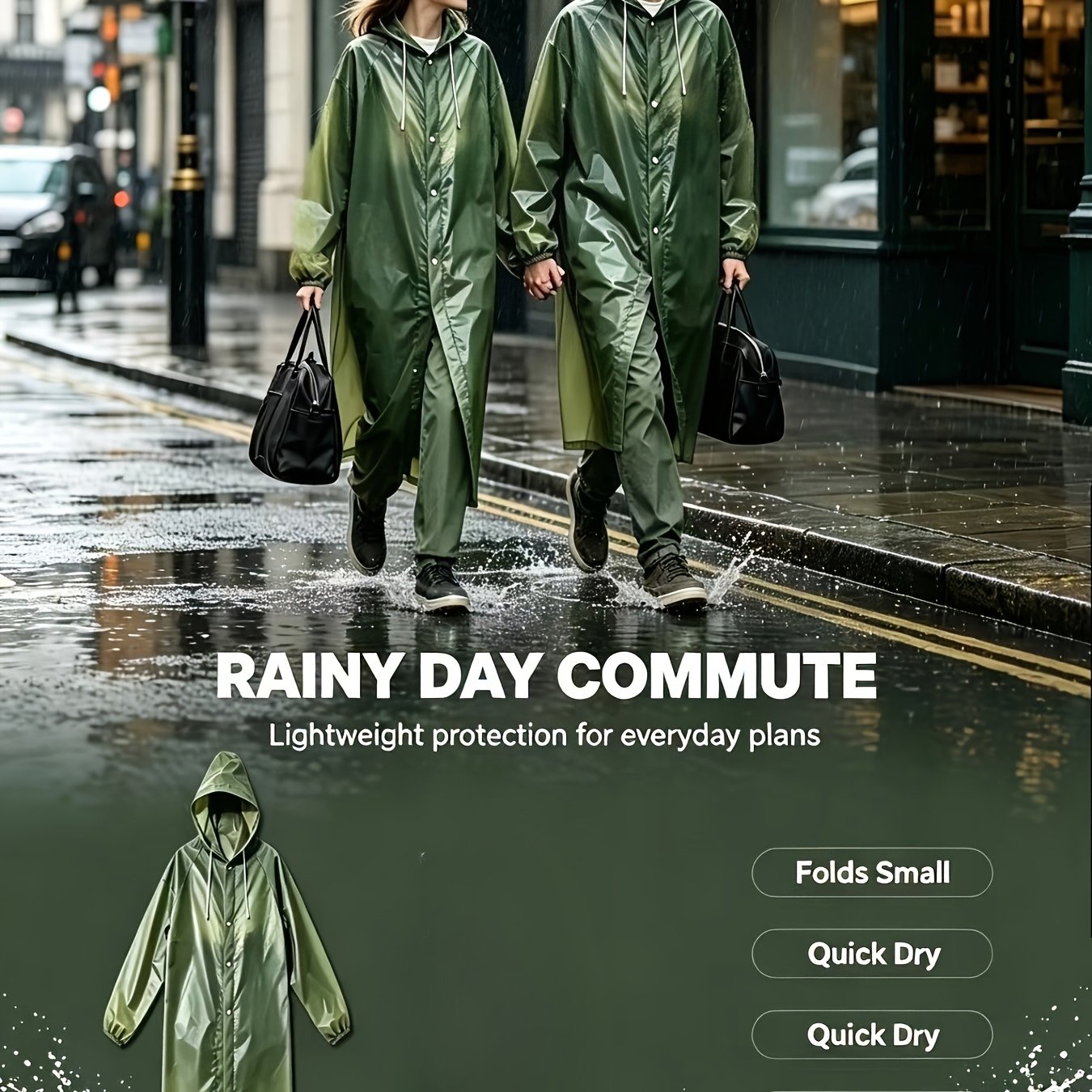TEMU Impermeable largo con capucha para adultos unisex, poncho portátil de calidad, y reutilizable, adecuado para viajes al y desplazamientos,