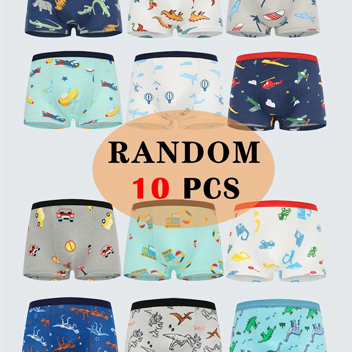 TEMU 10pcs/ Pack Boys' Underwear Cute Cartoon Patterns Elastic Boys' Underwear