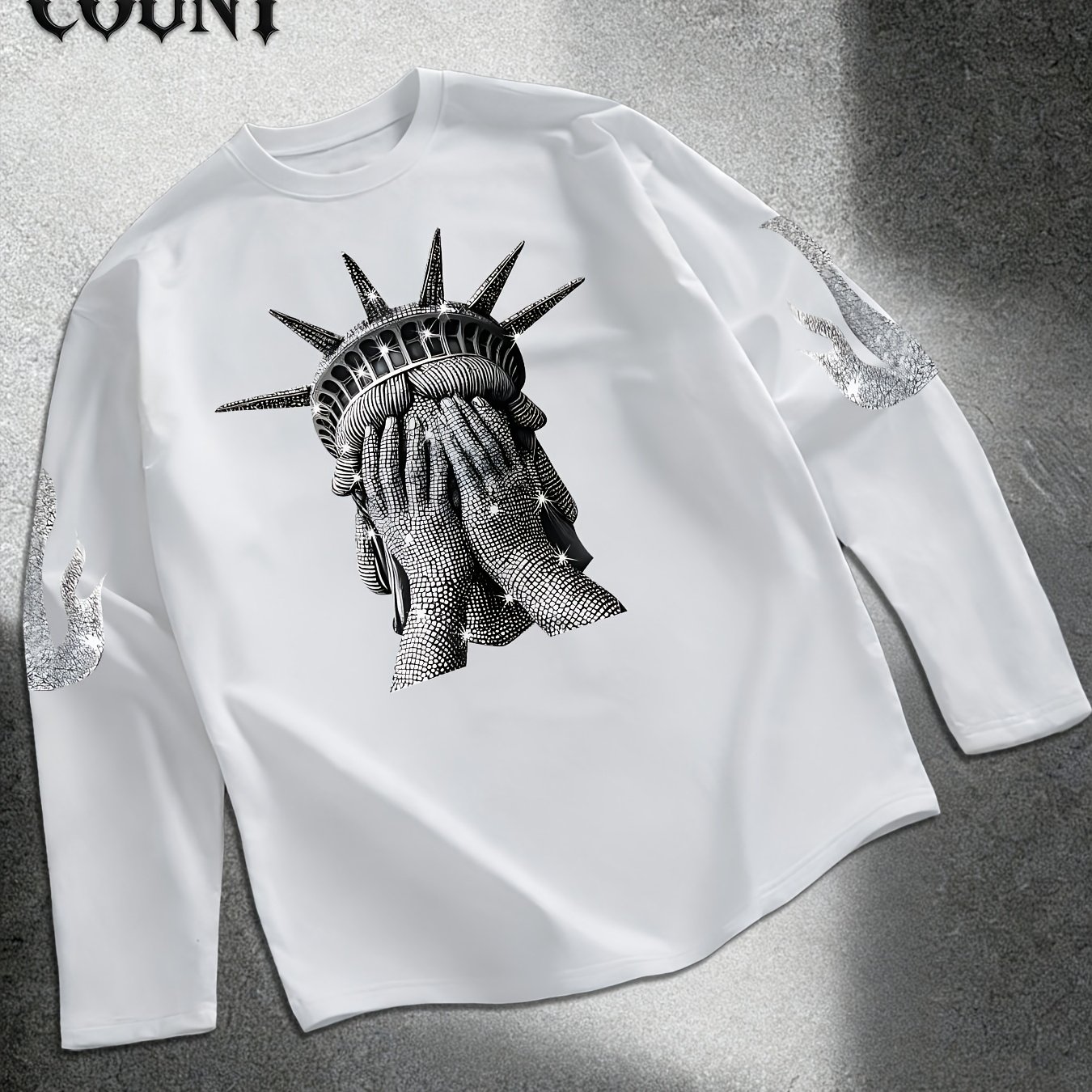 TEMU T-shirt à manches longues pour homme avec imprimé, haut de manches régulières printemps/automne, haut décontracté d'extérieur