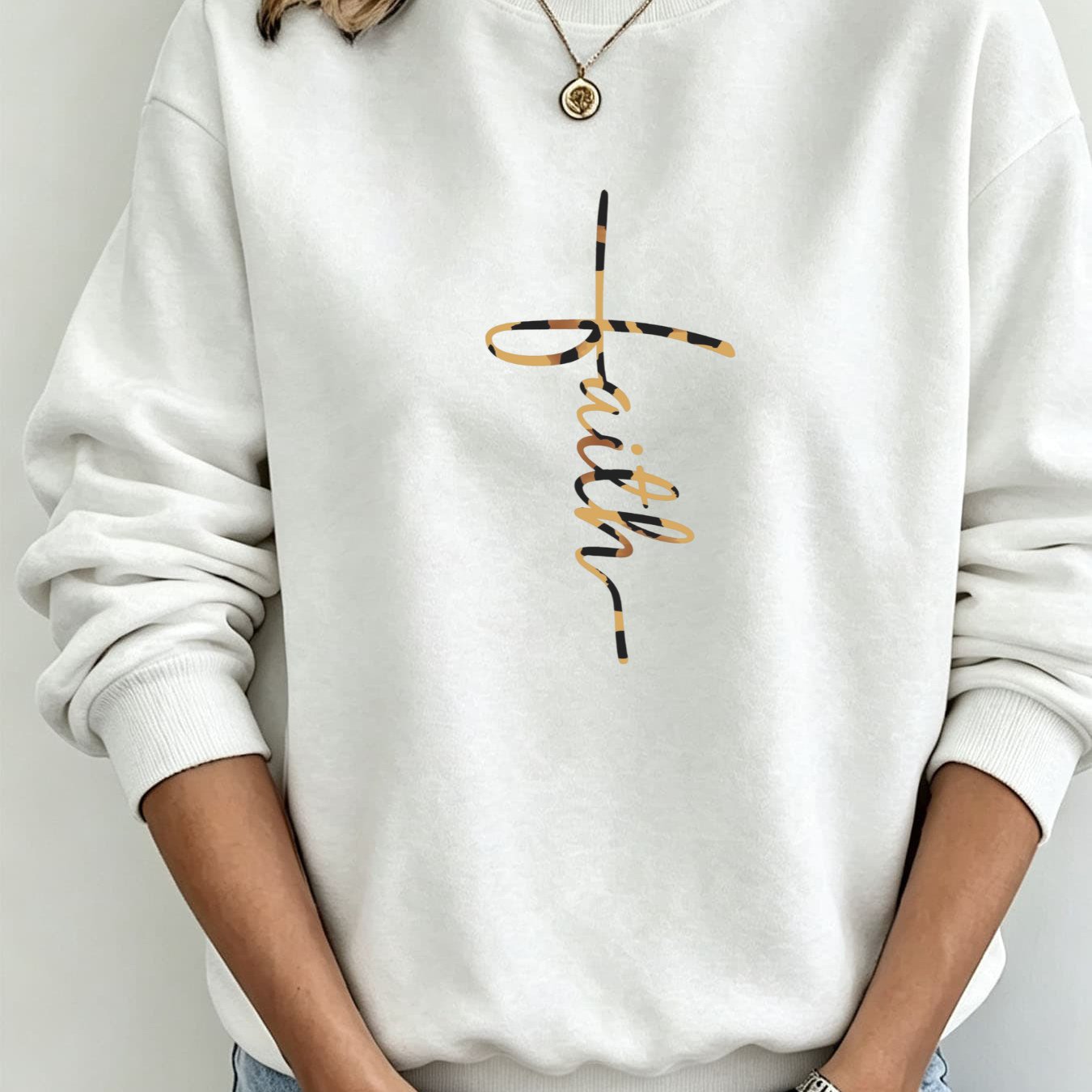 Image of Autumn Winter New Fleece Hoodie For Women: Loose Fit Crewneck Sweatshirt With Colorful Letter Print, Casual Comfortable Pullover Top