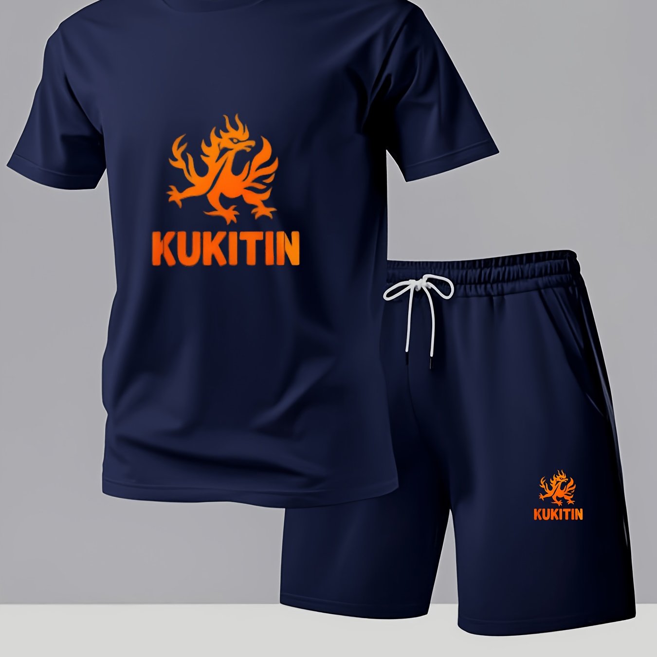 TEMU Casual Sporty Style Men's T-shirt With And Kukitin Text Summer Wear For Fitness Enthusiasts And Gift For