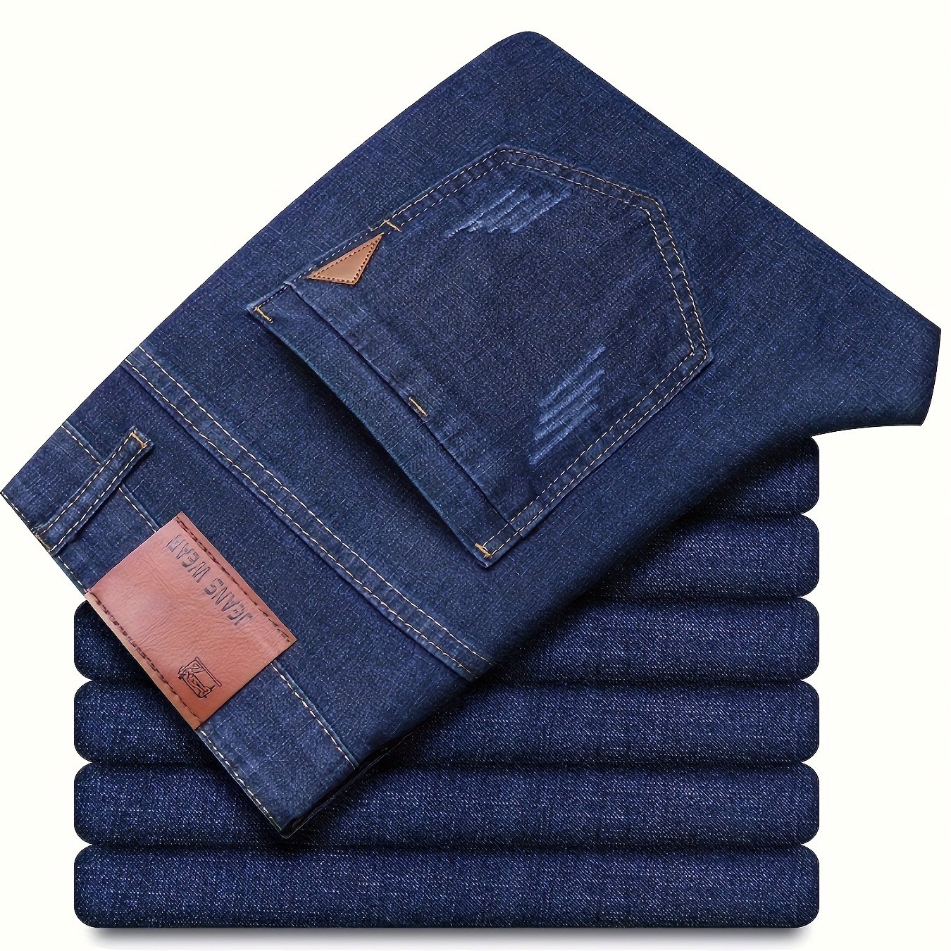 TEMU Men's Semi Formal Jeans, Fashionable Straight Leg Jeans, Suitable For Business Occasions, Men's Casual Stretch Jeans, Suitable For Of Business,