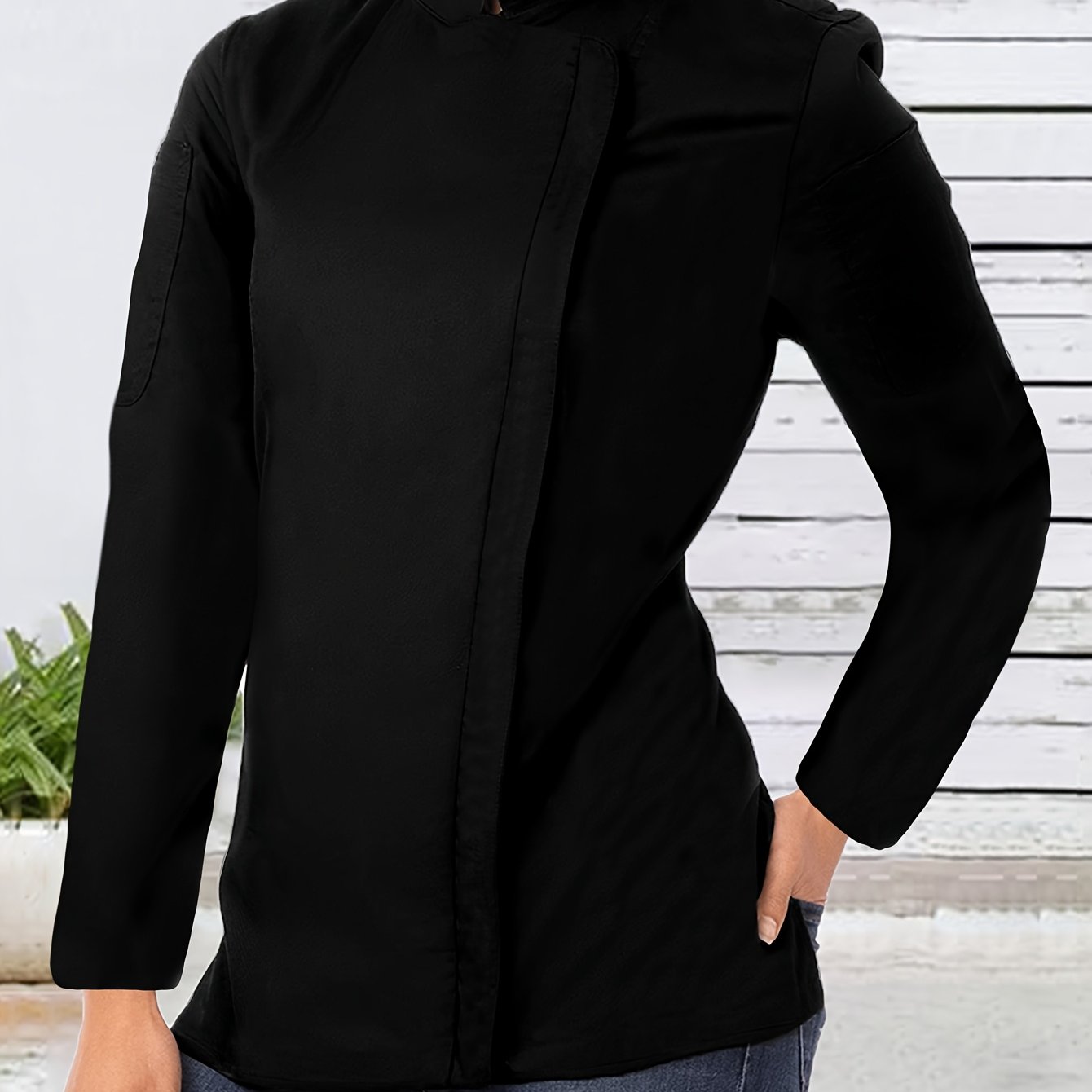 TEMU Completo da chef da unita con alla coreana, top a maniche lunghe con zip