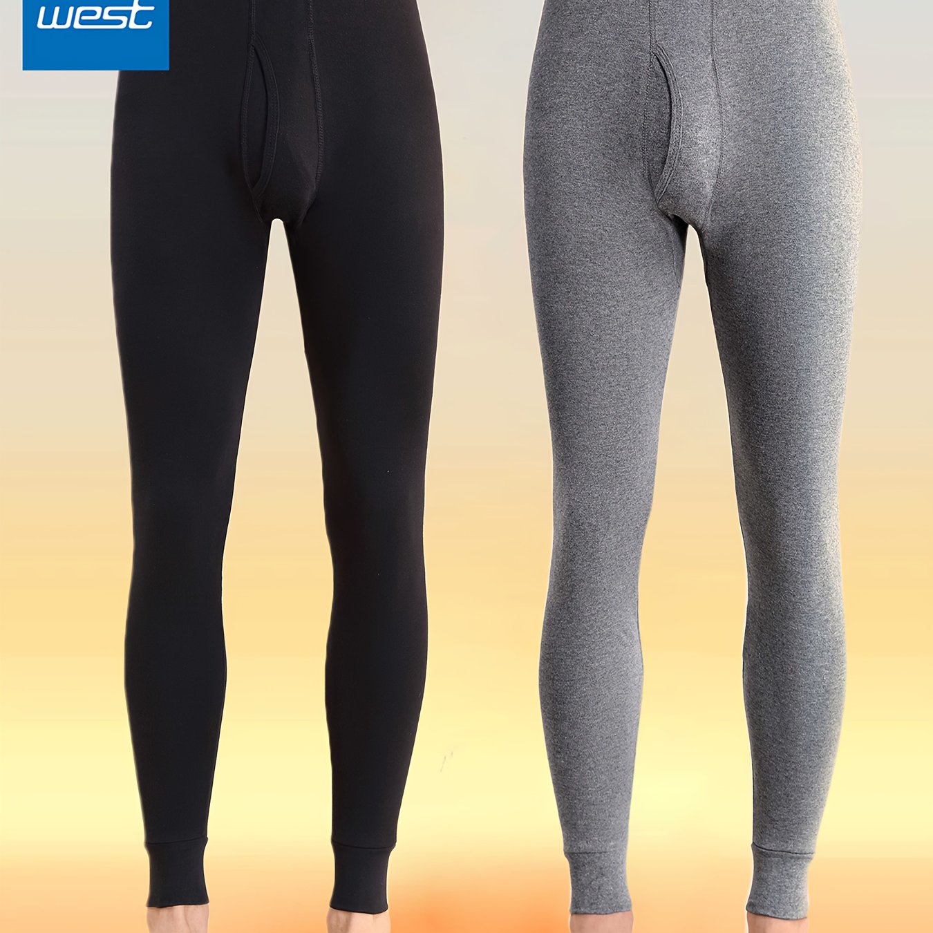 Jeanswest 2pcs Men's Thermal Pants, Pure Pants, Solid Color Comfortable And Warm Underwear Pants, Men's Long Johns