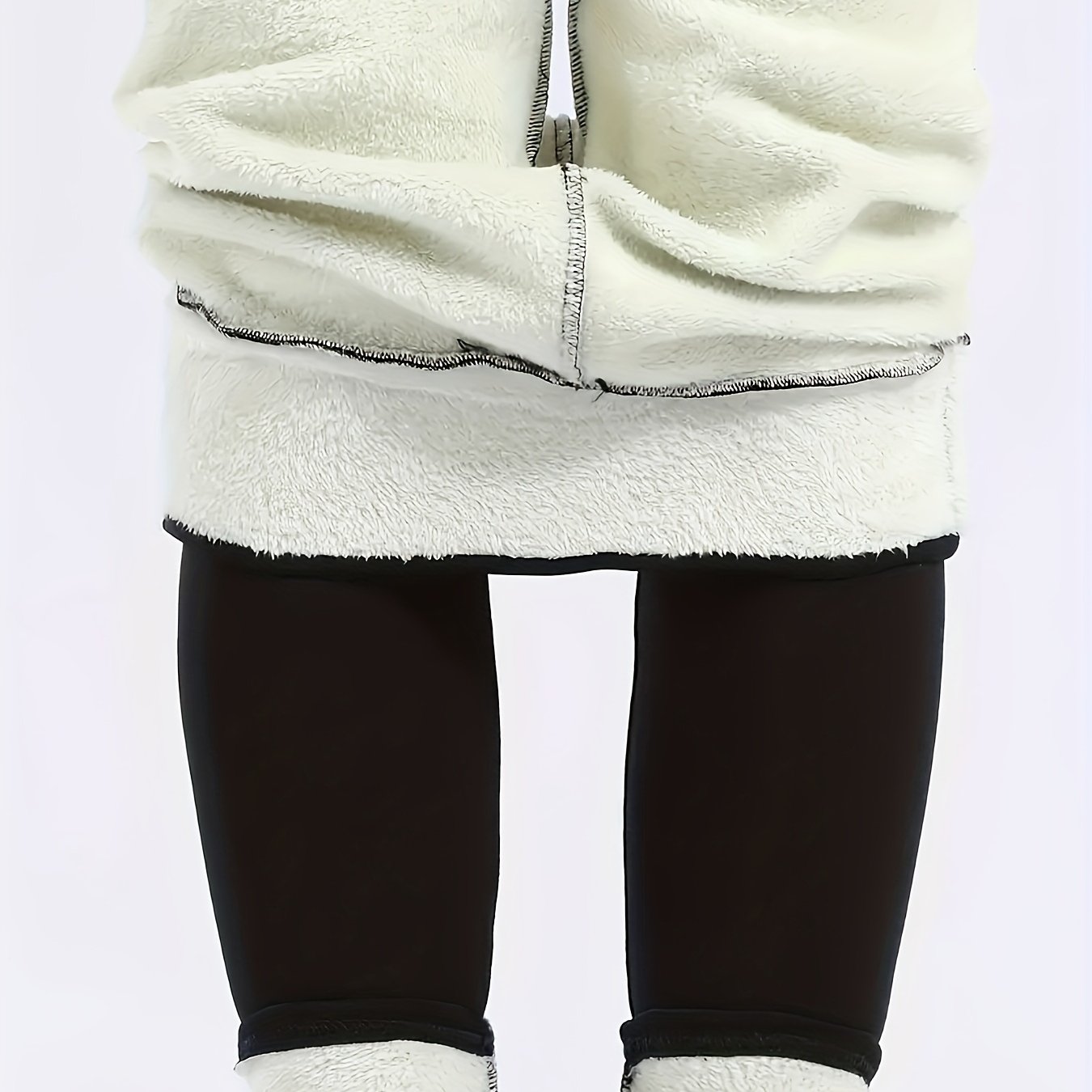 Solid Fleece Liner Thermal Pants Soft Comfy High Waist - Temu