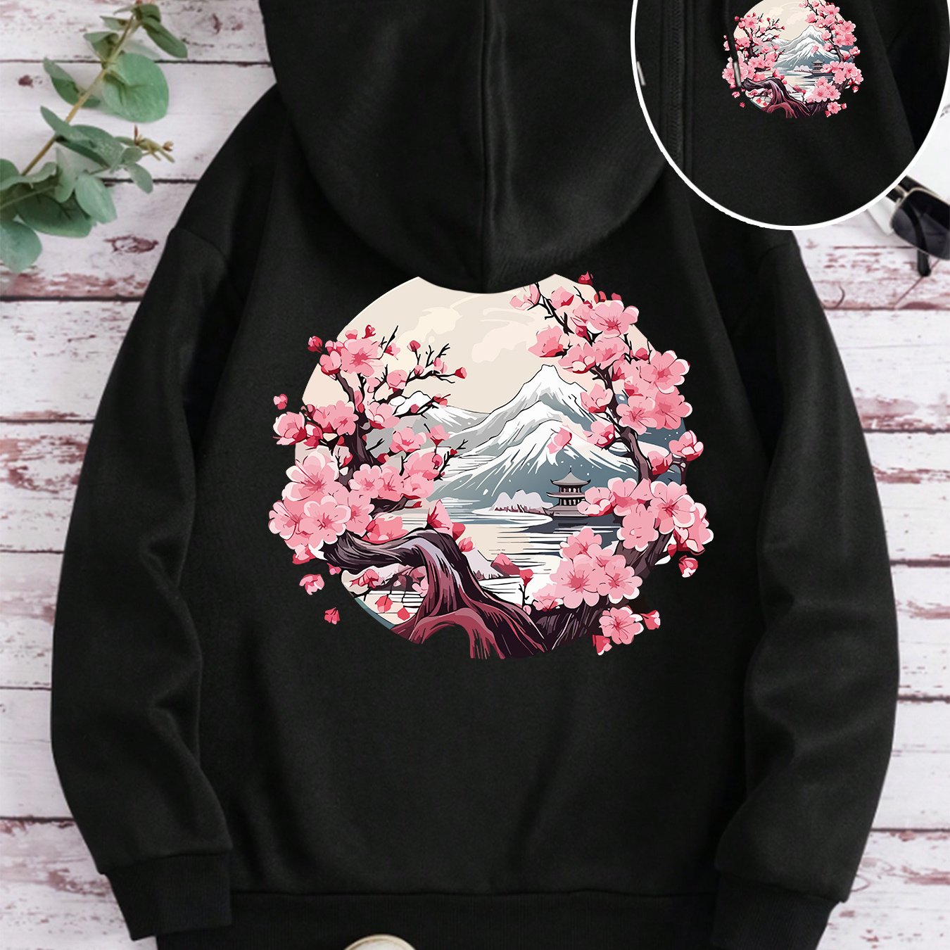 2025 New Women's Fashion Casual S Hooded Zipper Jacket Lined Exquisite Printed Pattern# 017 Top