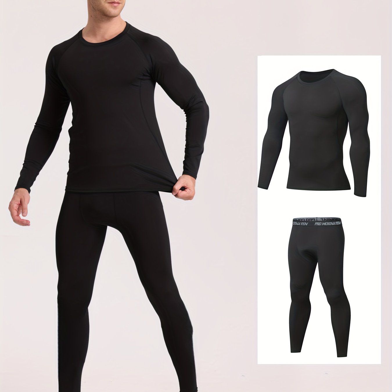 2pcs Thermal Underwear Set For Men, Ultra Soft Long Johns Fleece Lined Base  Layer Cold Weather Top And Bottom Set