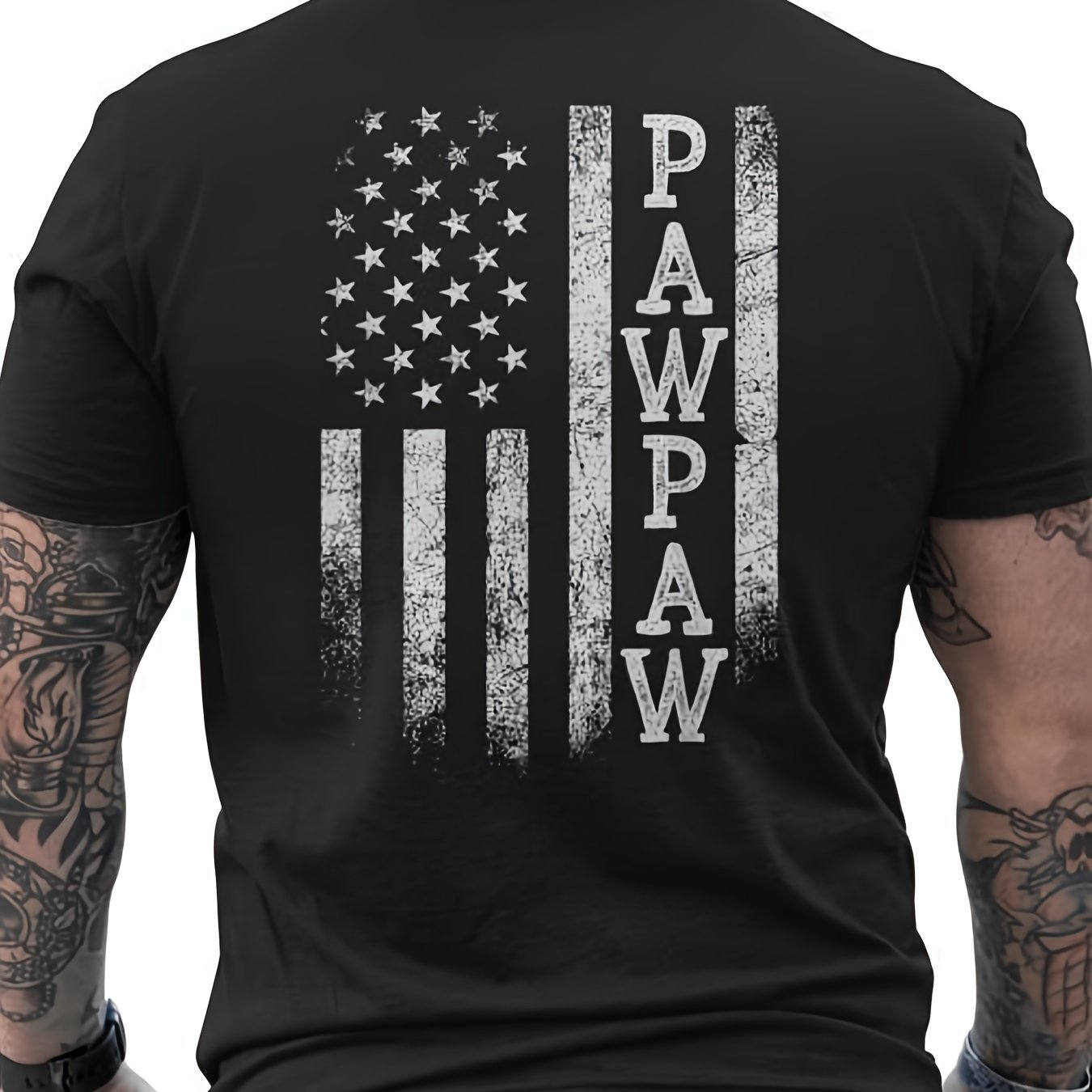 TEMU Men's T-shirt Featuring A Distressed Design With Flag, Perfect For Father's Day And Casual Daily Wear In 2025. This Humorous Shirt Is A Trendy