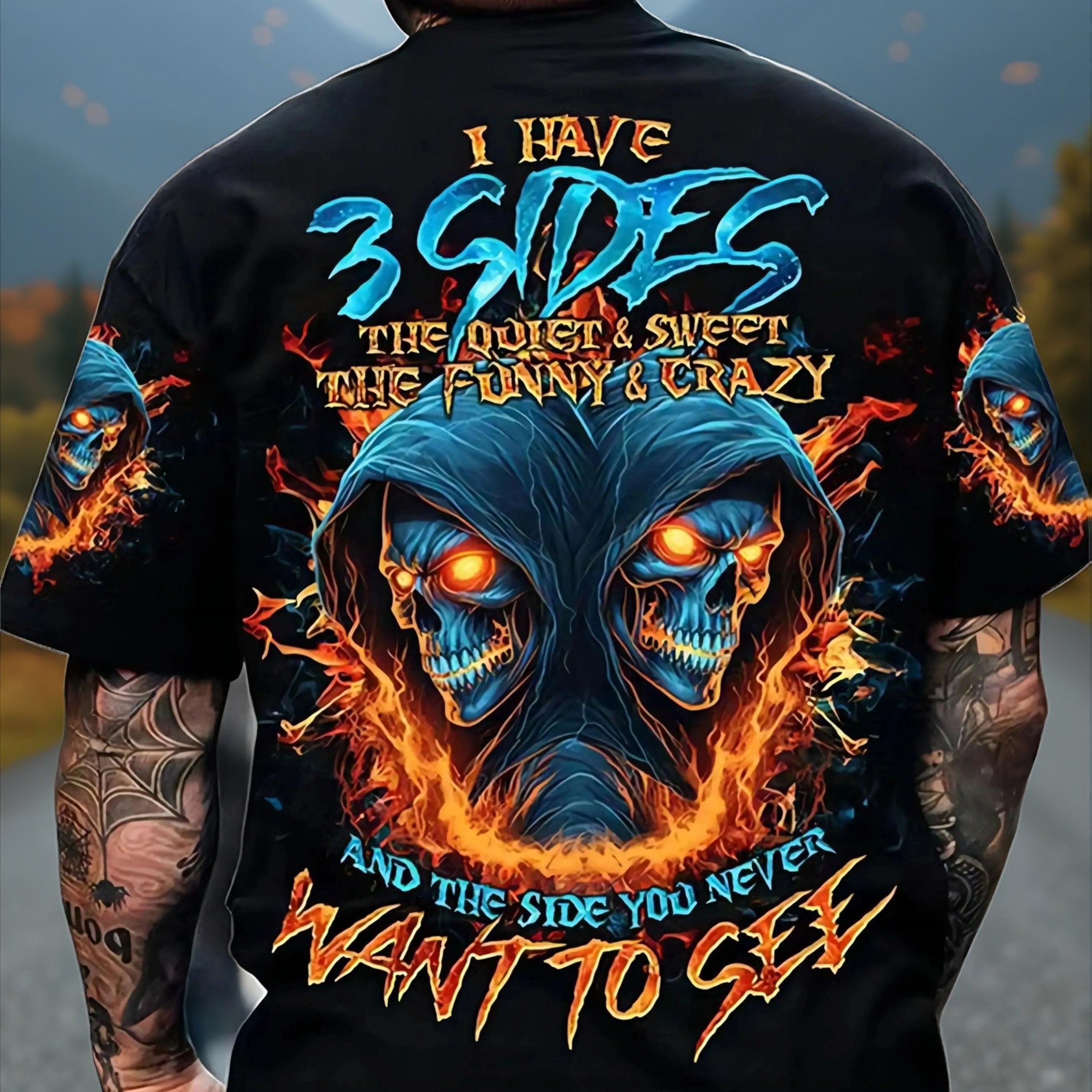 TEMU Vivid Fashion Skull Men's Graphic T-shirt, Casual And Comfortable Top, Short Sleeve Pullover, Men's Summer Outdoor Apparel, Plus Size