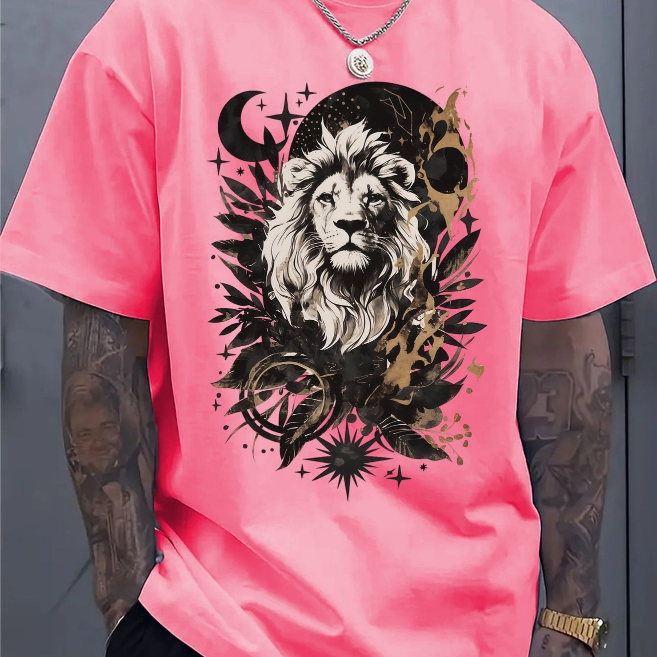 TEMU Men's Casual Sporty Fashion Short Sleeve T-shirt, Trendy Pattern Print, Stretchy And Comfortable, Suitable For Sports, Travel, And Daily Casual