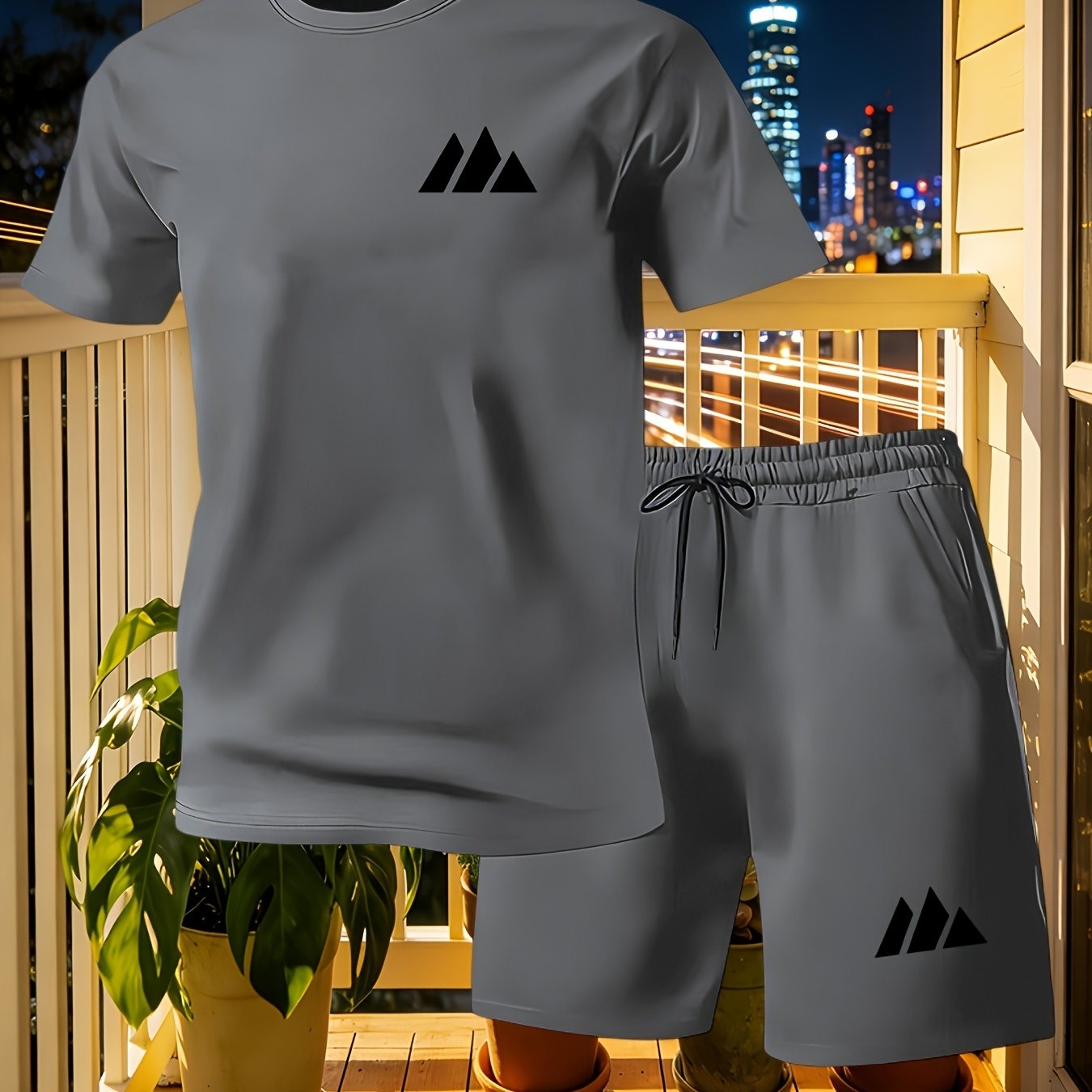 TEMU European And American Trendy Style! Men's Vacation And Leisure Essential Set! Summer Short-sleeve T-shirt + Shorts Sporty Casual 2pcs Set