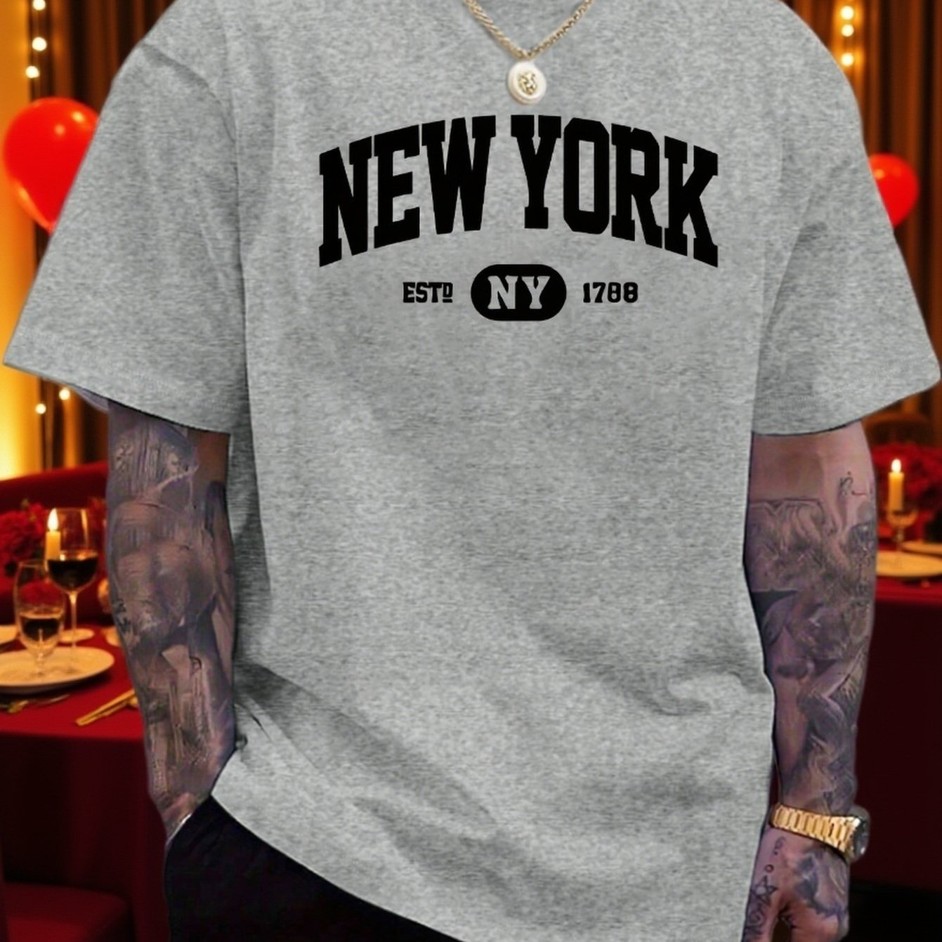 [must-buy Black Friday Deals Of The Year] Men's Casual Fashion Style Short Sleeve T-shirt For Christmas, Thanksgiving, Valentine's Day, Essential For Autumn And