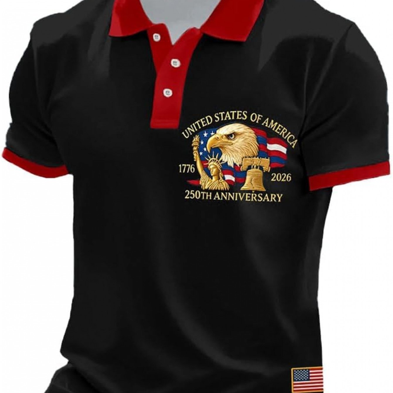 TEMU 250th Anniversary Day; Day 250th Anniversary Men's Usa 250th Print Shirt American Flag Patriotic Shirt Men's Eagle T-shirt, Plus Size