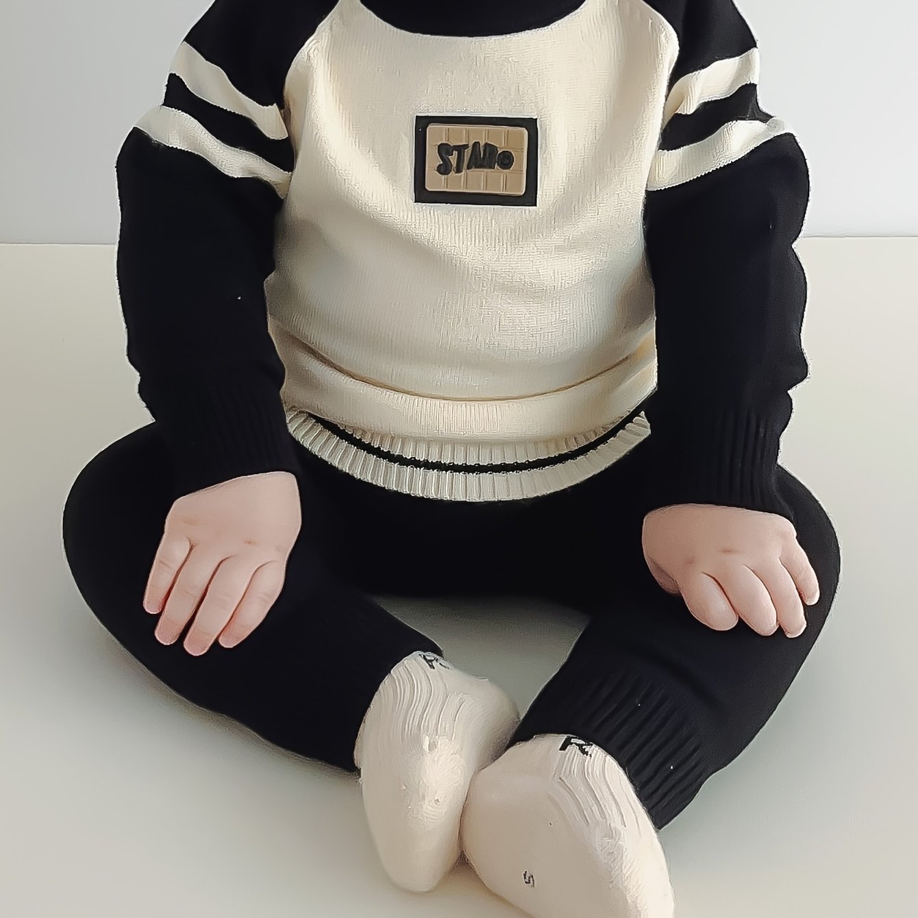 Newborn Baby Boy's Autumn/winter Outfit, Stylish Pullover Knit Sweater And Long Pants 2pcs Set, Perfect For Outdoor