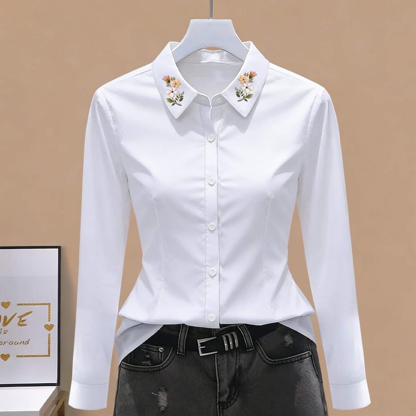 TEMU Fashionable And Trendy Shirt Women's Shirt With Lapel And Twist Buttons Double Design Daily Classic Versatile Shirt