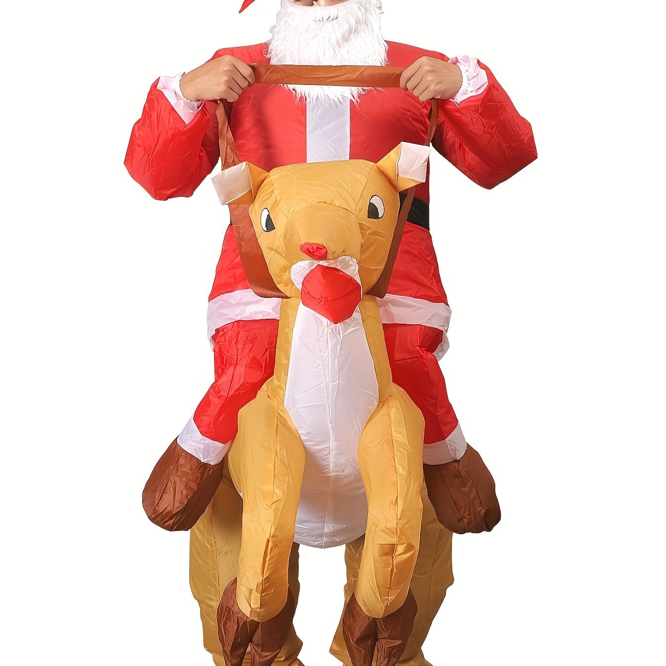 TEMU Santa Claus & Reindeer Inflatable Costume For Adults - Christmas Parties, & Photo Props, Deer Costume, Festival Performance