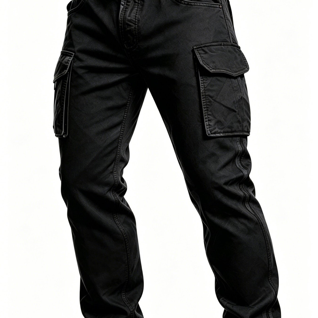 TEMU Pantalon Cargo Grande Taille pour Homme, Couleur Unie, Multi-poches, Style Air, Polyvalente et Tendance pour et , GRANDE TAILLE