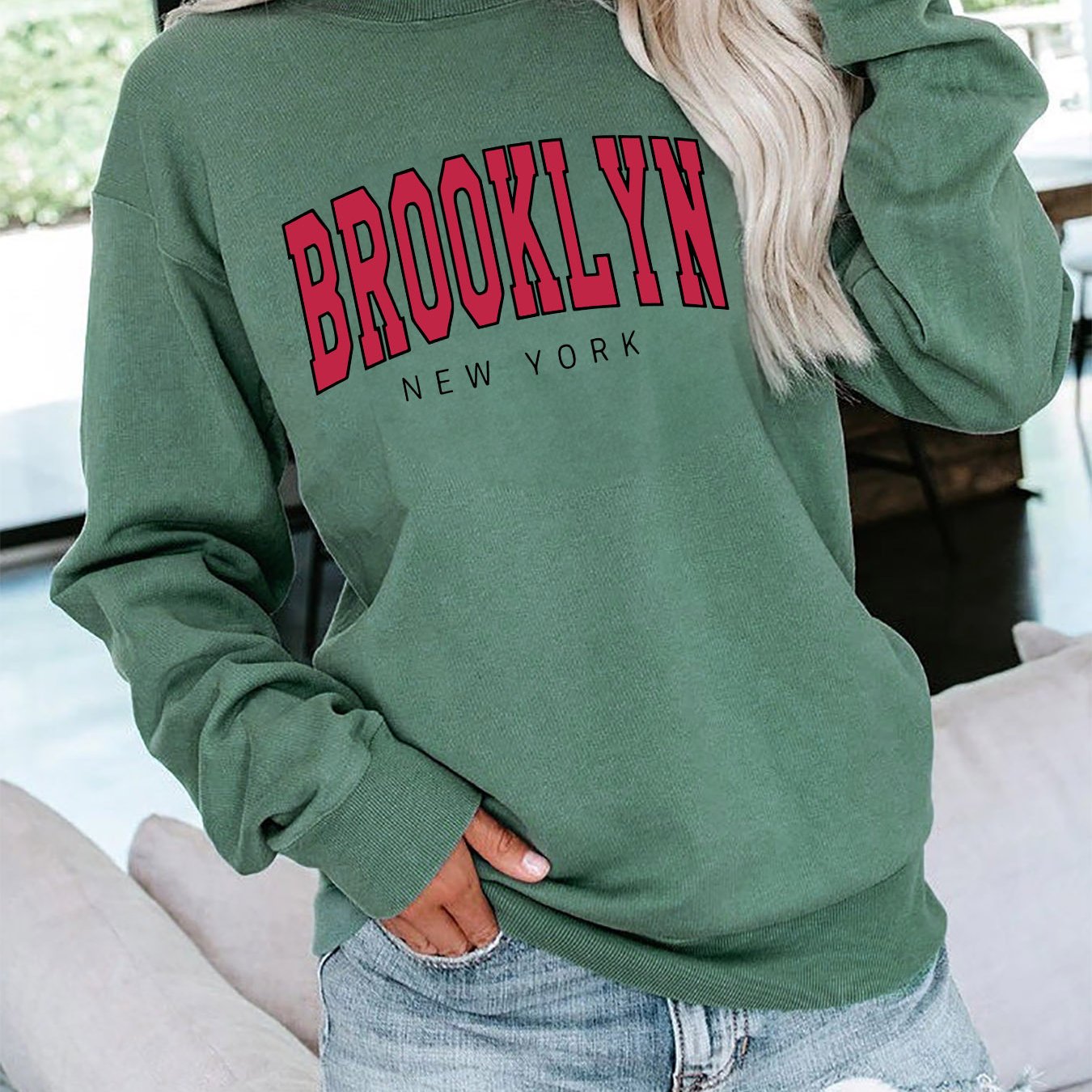 TEMU Letter Print Sweatshirt, Crew Neck Casual Sweatshirt For Fall And Spring, Women's Clothing