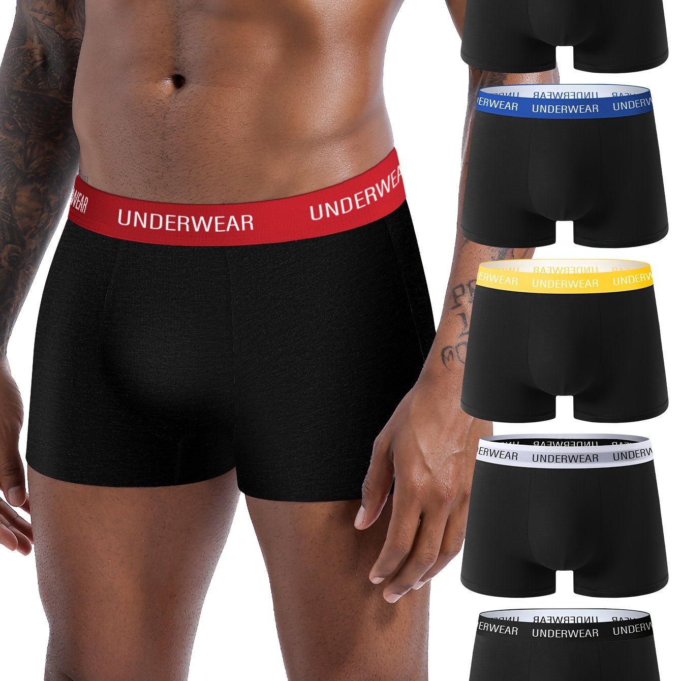 TEMU Set Of 's Boxer Shorts In High-quality Black, Featuring A Stylish And Breathable Design For And Trendiness